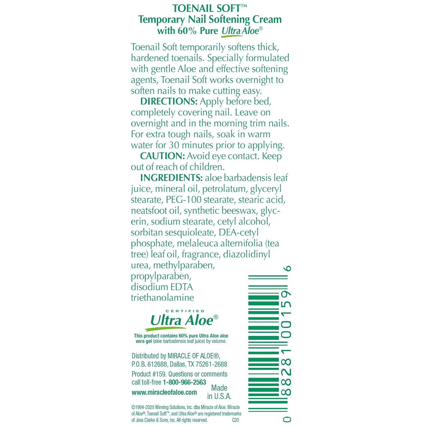 Toenail Softener for Thick Hard Toenails - Safe for Seniors & All Ages - Fast-Acting Toenail Softening Cream - Non Greasy Nail Cream Formulated with Natural Aloe Vera (1 Ounce Tube (Pack of 1))