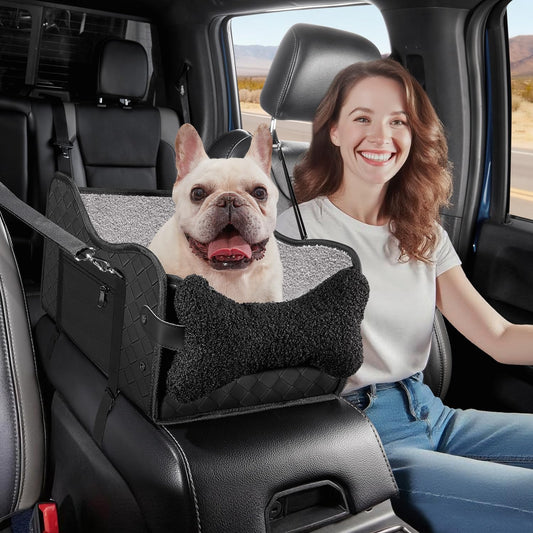 Center Console Dog Car Seat,Pet Puppy Middle Console Dog Car Seat for Small Dogs (Full-Size Truck Black)