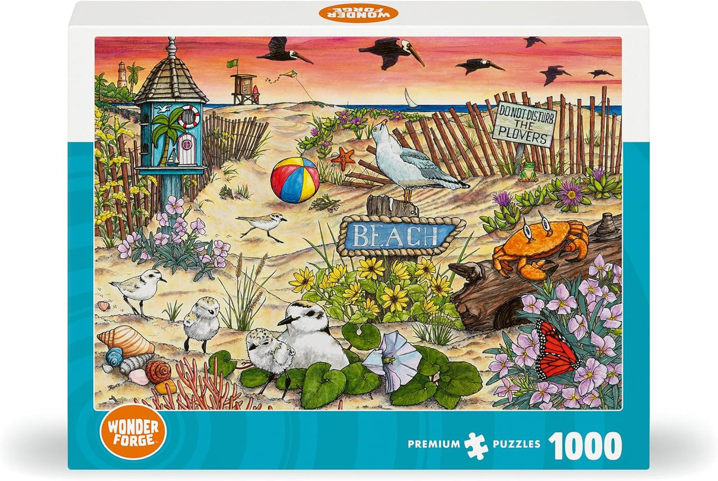 Wonder Forge Don't Disturb The Plovers 1000 Piece Jigsaw Puzzle for Adults | Unique, Perfectly-Fitting Pieces | Fun, Vibrant Imagery | Amazon Exclusive