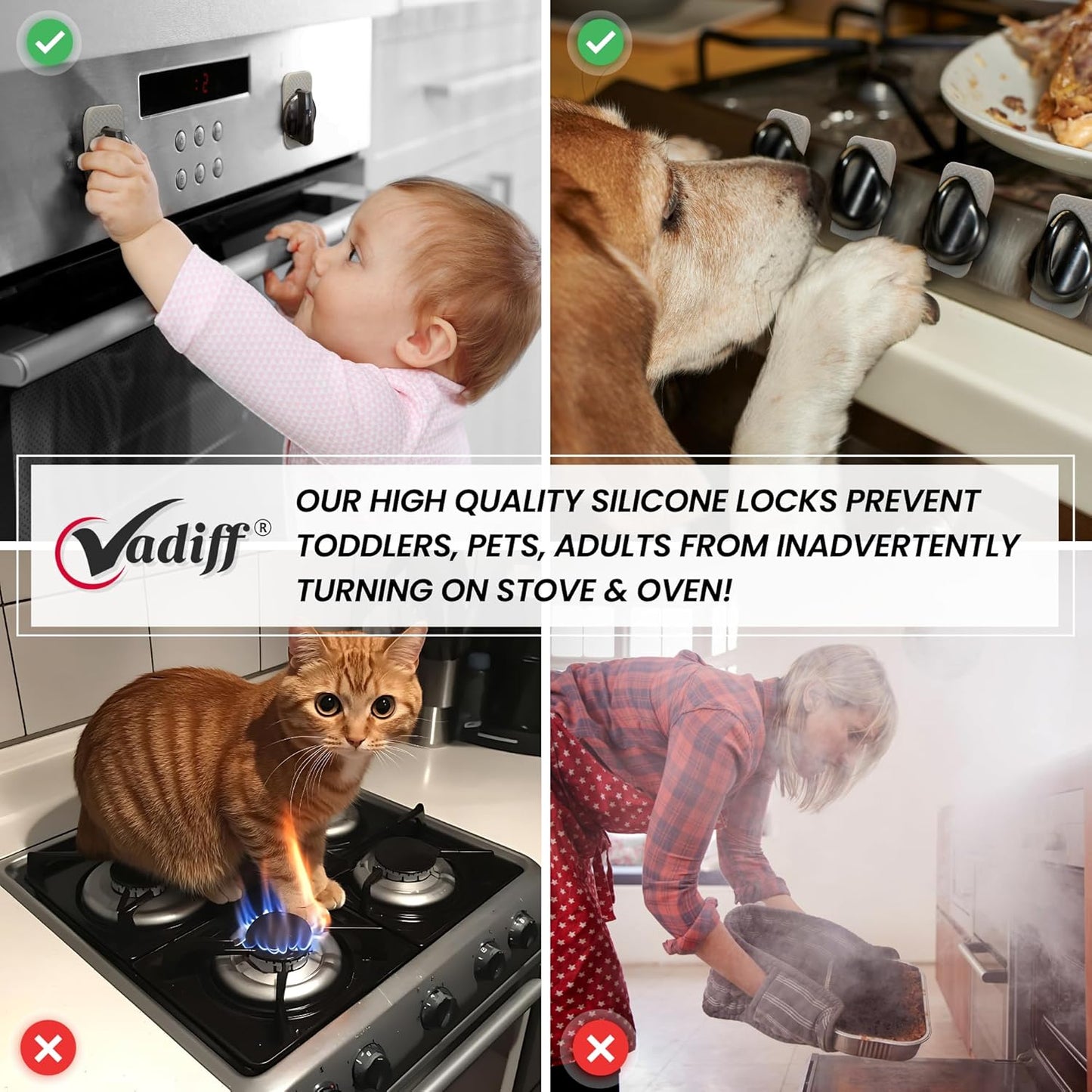 2025-26 Mom's Choice Winner- Gas Stove Knob Locks - Gray Silicone Stove Knob Safety Covers for Toddlers, Pets - Child Proof Universal Size Knobs - Baby Proofing Protectors for Electric Stoves- 5Pcs