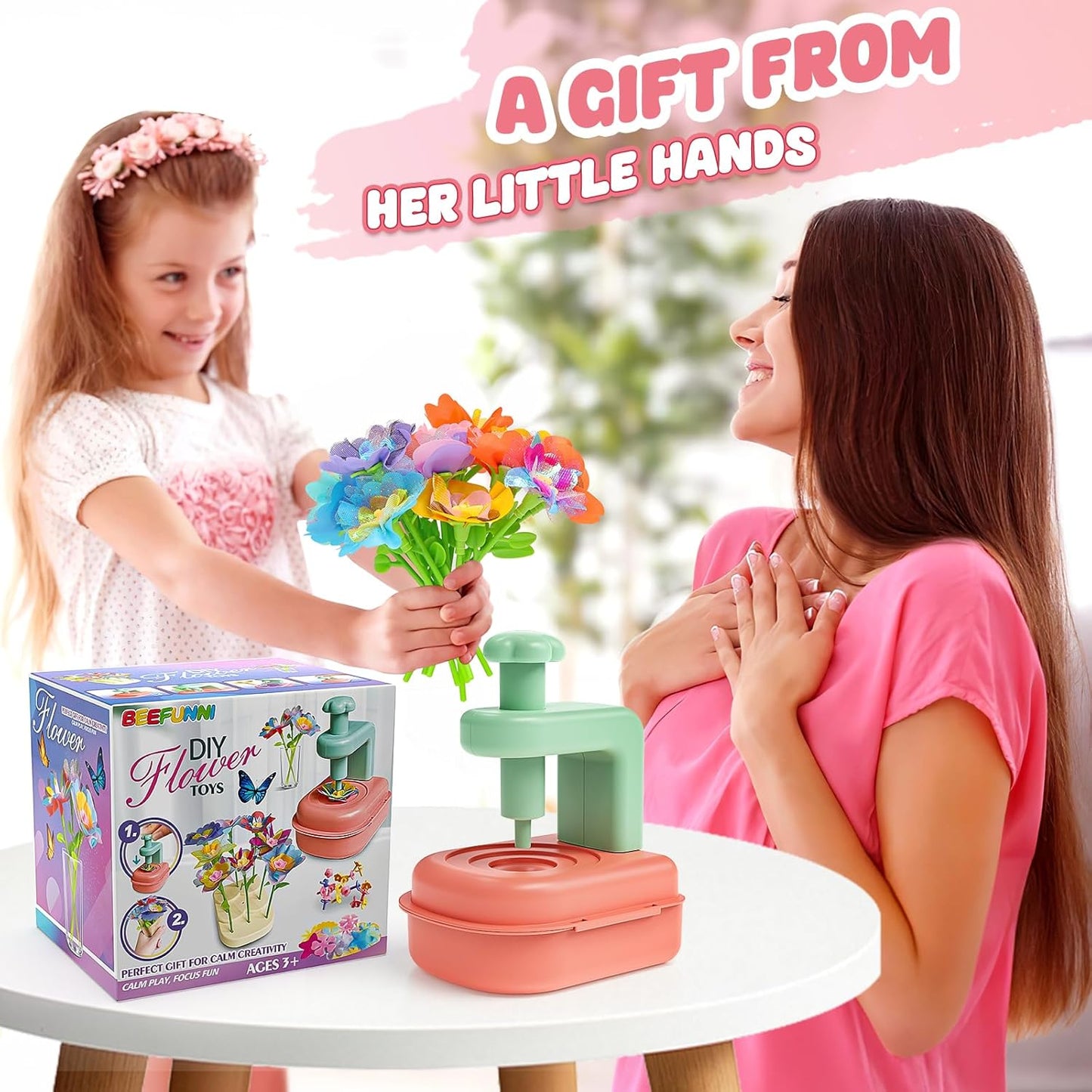 beefunni Flower Bouquet Craft Kit, Easter Basket Stuffers Gifts for Kids, DIY Craft Toys for Kids Ages 4-8, Educational Flower Make Toy for Toddler, Birthday Gift for 4 5 6 7 8+ Year Old Girls and Boy