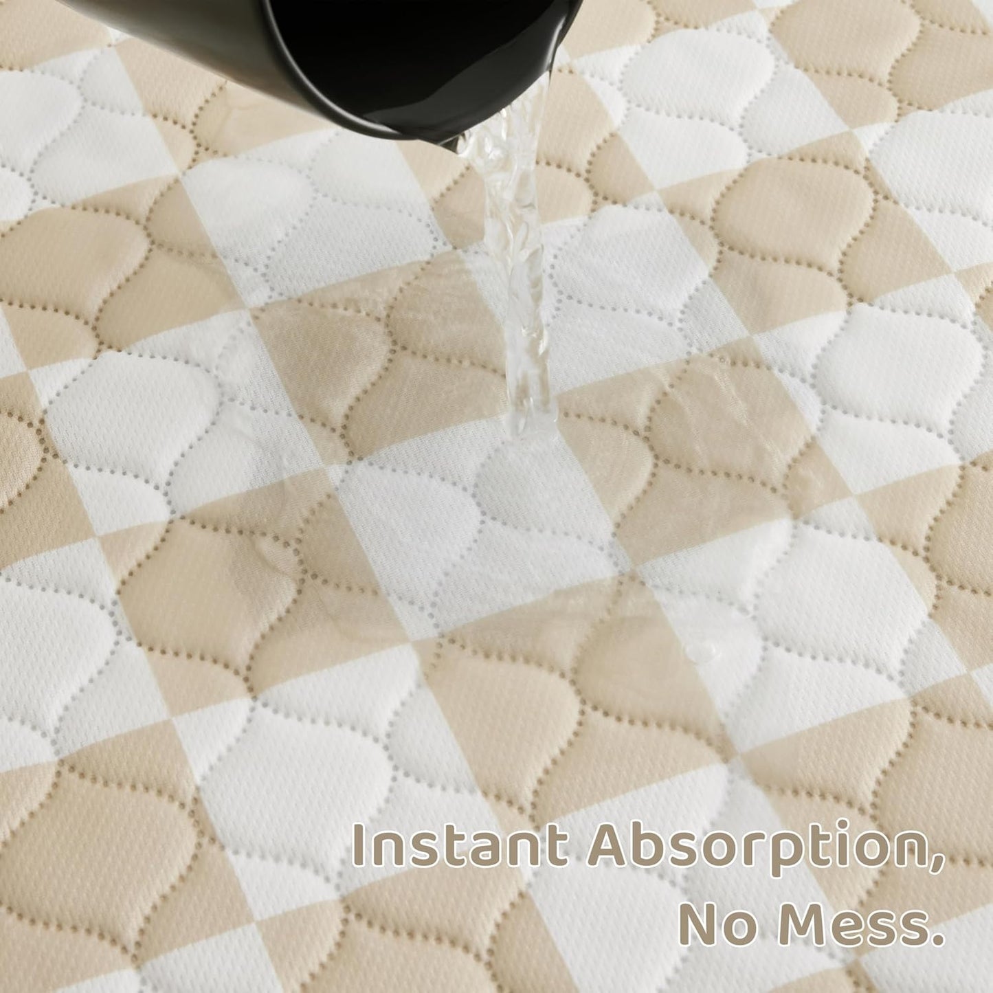 Ralxion 2 Pack Beige Checkered Washable Pee Pads for Dogs, Checkered Reusable Dog Pee Pads, for Puppy Playpen, Crate, Whelping Box, Potty Training, Cute Aesthetic Absorbency, Leak-Proof Non-Slip