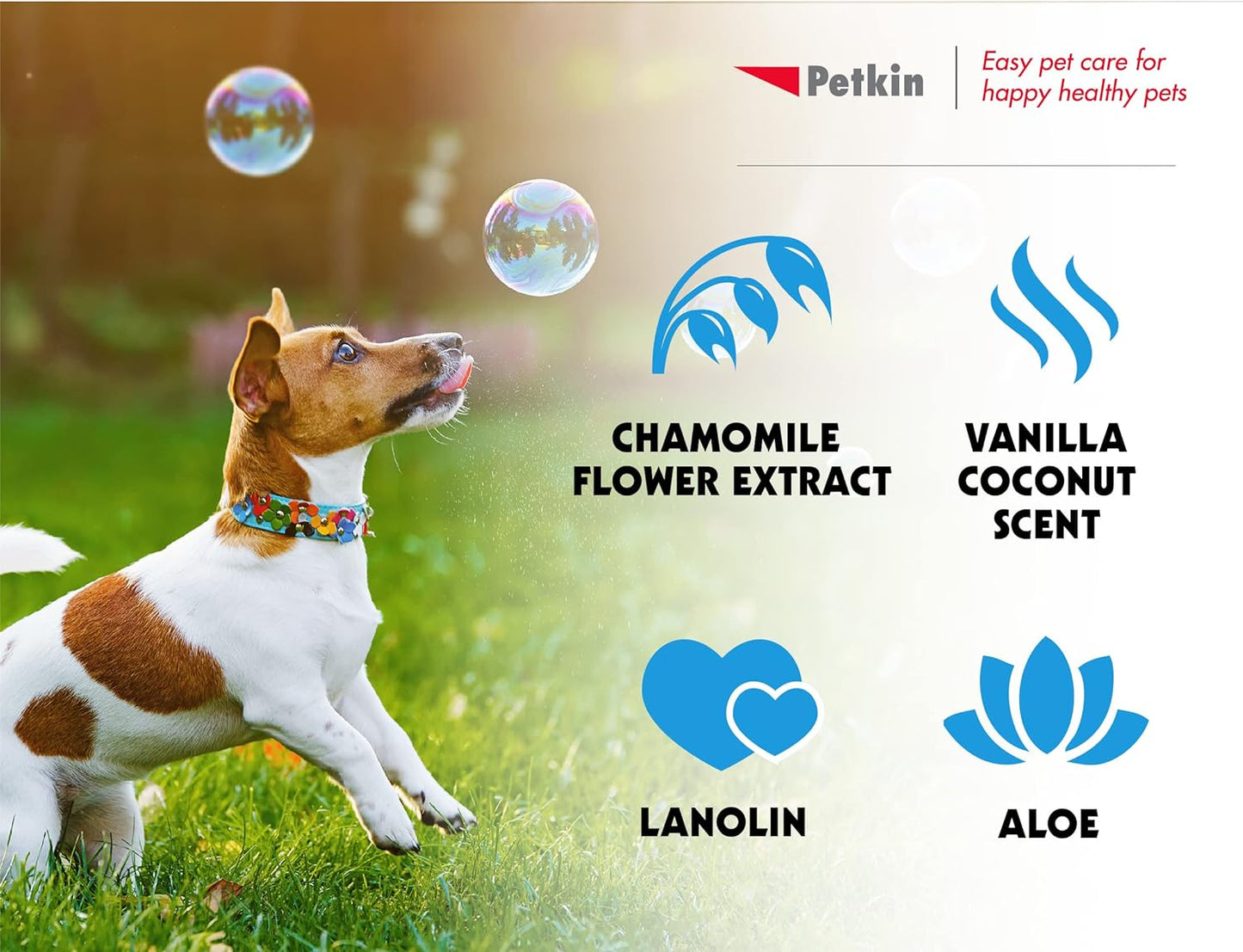 Petkin Dog Sunscreen Sunwipes - Sunscreen for Dogs, SPF 15 - Simply Wipe on Anytime for Instant Sun Protection - Includes 20 Jumbo Size Wipes, Vanilla Coconut Scent - Ideal for Home or Travel