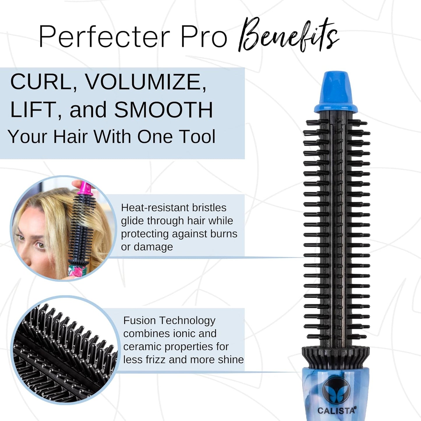 CALISTA Perfecter Pro Heated Round Brush | Lift, Volumize, and Style with No Heat Damage for Healthier-Looking Hair | 1.0" for Shoulder Length Styles | Dual Voltage & Adjustable Temp (1.0, Rose Gold)