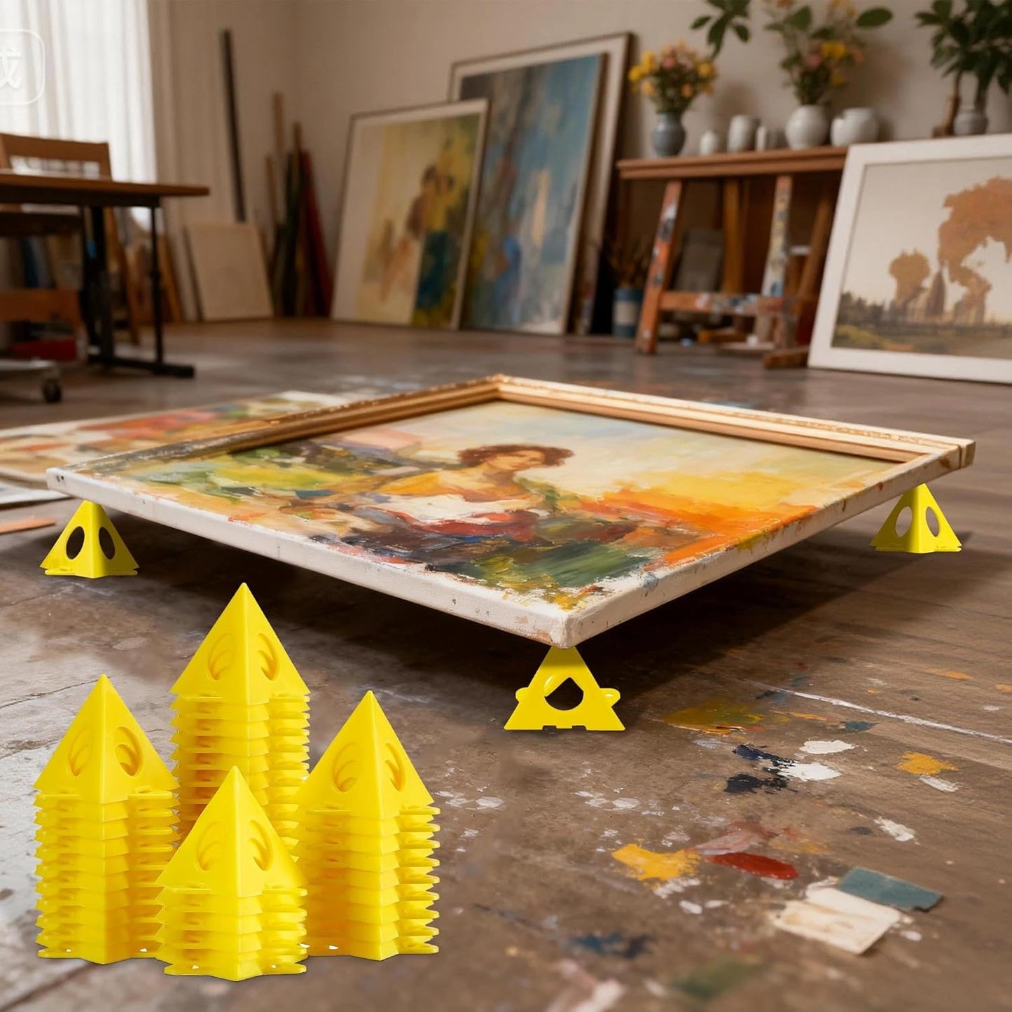 KATA Painters Pyramid Stands: 36pcs Painting Pyramids Stands for Cabinet Doors Paint & Pouring - Mini Triangle Cone Paint Tripods for Canvas Risers Support - Art DIY Woodworking Tools Accessories