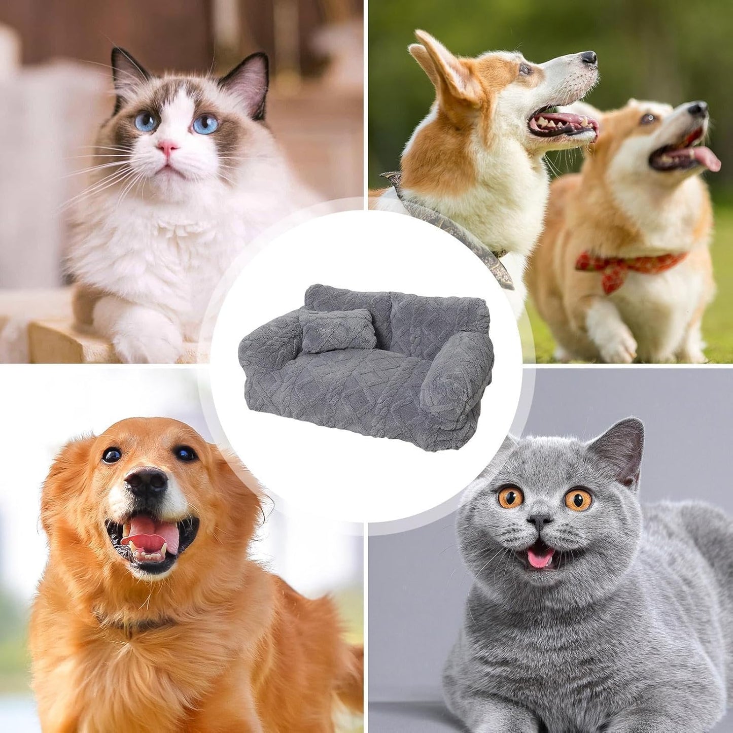Pet Couch Bed, Puppy Kitten Lounge, Small Medium Large Dog Sleeping Furniture, Plush Soft Cushion with Non Slip Base, Removable Cover for Easy Cleaning, Pet Sofa Home Apartment Bedroom