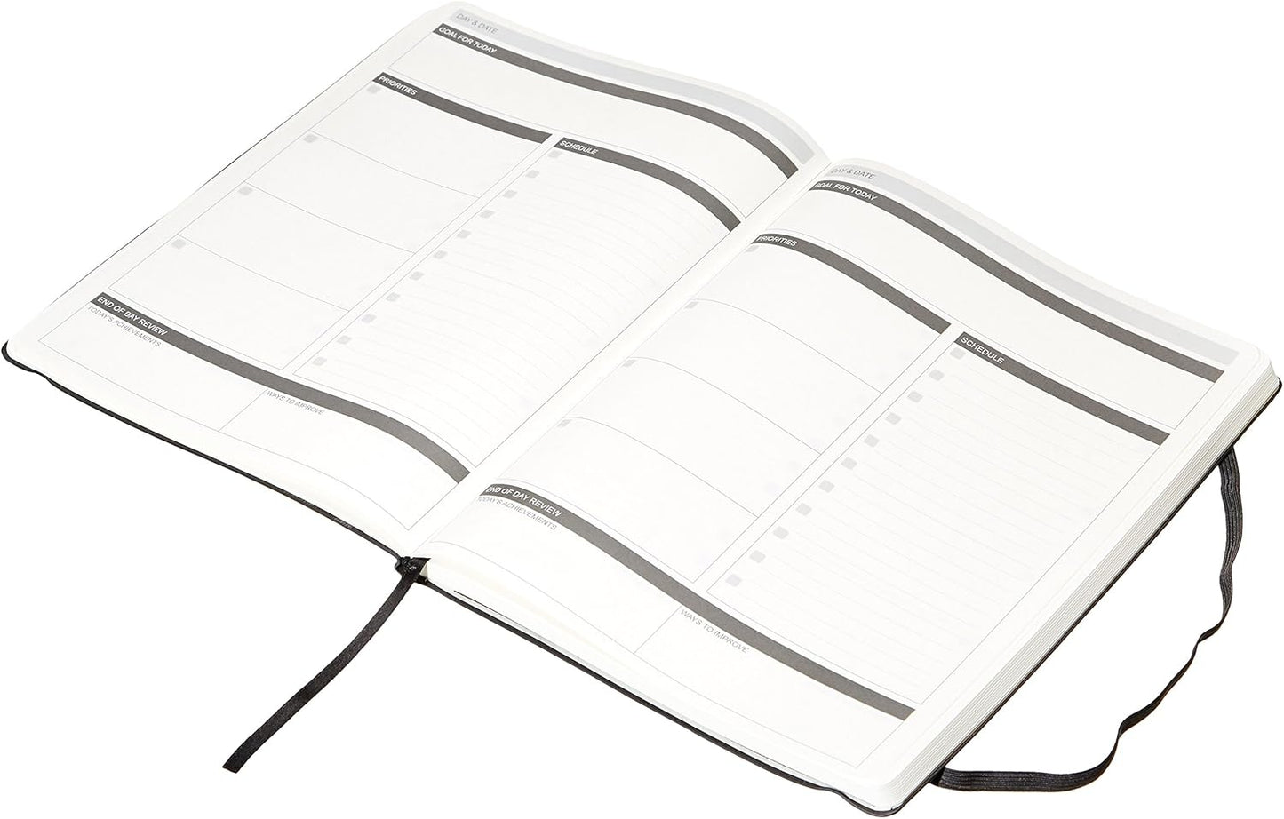 Amazon Basics Daily Planner and Journal, Weekly and Monthly, Productivity, Goal Setting, Organize Tasks, Soft Cover, 8.5" x 11", Black