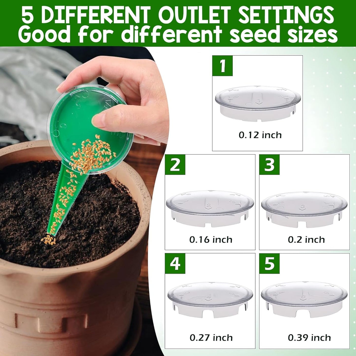 7 Pcs Seed Spreader Set, 2025 Upgraded Mini Seed Dispenser, Garden Seed Planter Tool, Hand Held Seed Spreader for Manual Gardening with 12-Hole Dibber, Multifunctional Spacer Gardening Tools