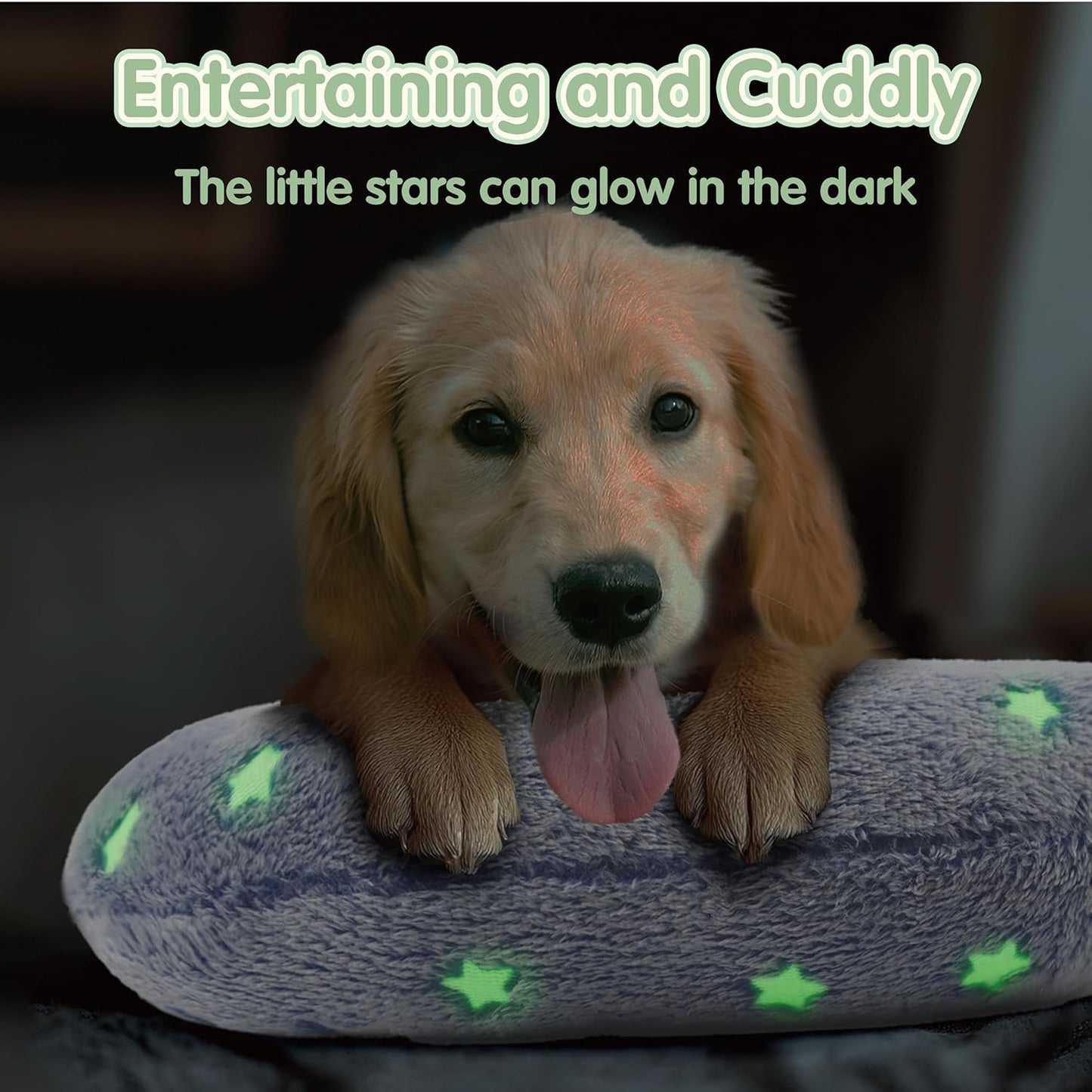 Dog Pillows for Large Dogs, Glow in The Dark Soft Neck Pillow, U-Shaped Pillow for Cat and Dog, Machine Washable Toy & Birthday Gift (Glow Blue, L)
