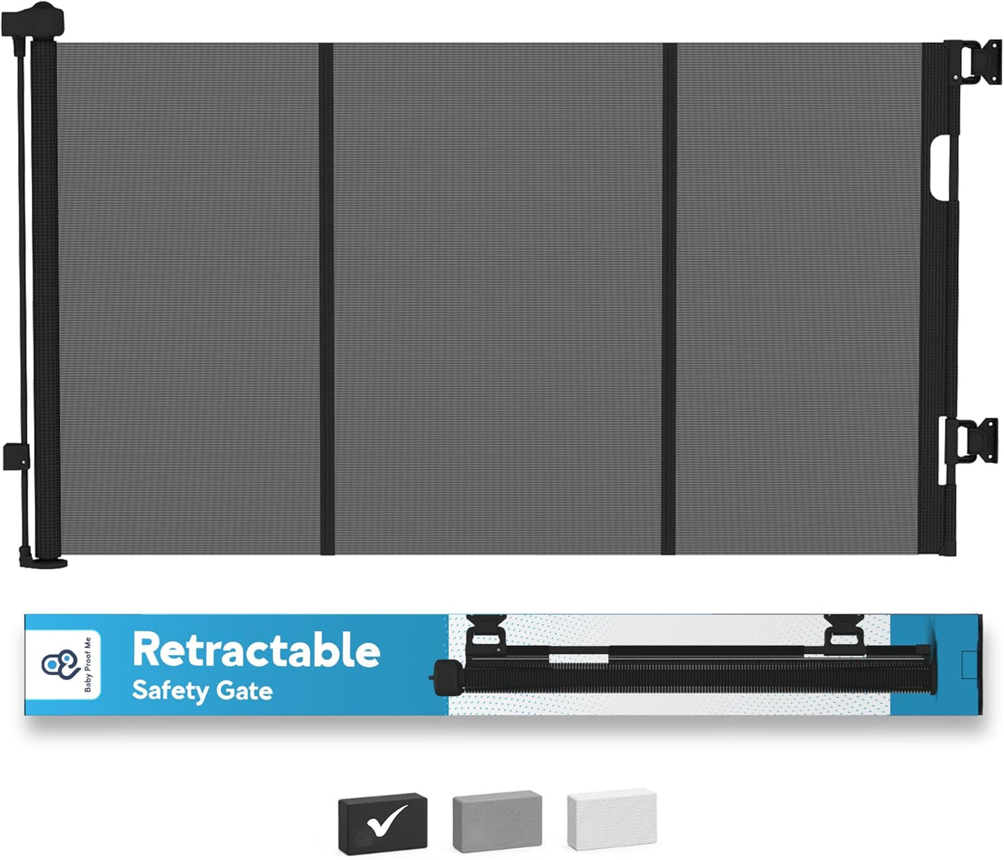 Retractable Baby Gates for Stairs & Doorways - 71” Wide Mesh Safety Gate for Toddlers, Dog & Pets - Use for Indoor/Outdoor, Hallways, Deck, Porch - Easy Installation, Secure Closure