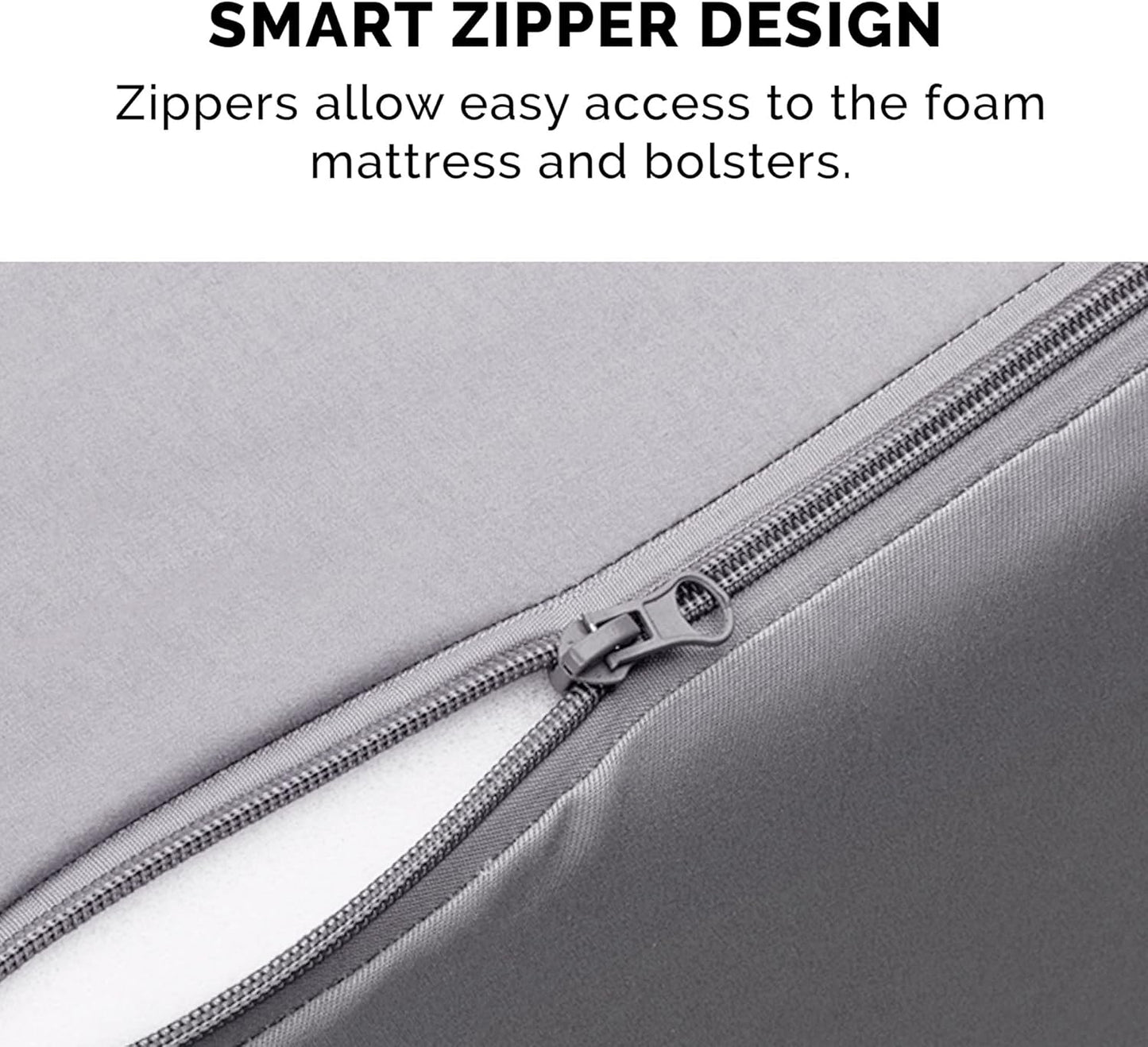 Furhaven Dog Bed L-Chaise L Shaped Chaise - Titanium, Jumbo/XL W/Same Size Waterproof Liner
