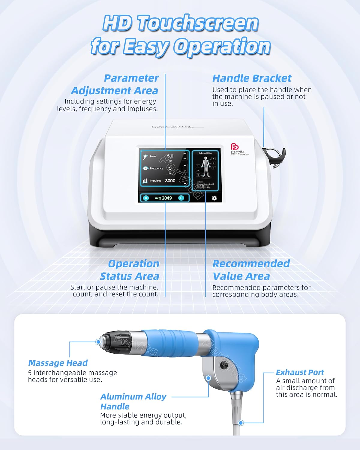 Extracorporeal Shock Wave Therapy ESWT Machine for Joint and Muscle Pain Relief, Muscle and Bone Tissue Regeneration, Painless, Non-Invasive, No Side Effects, PSP20