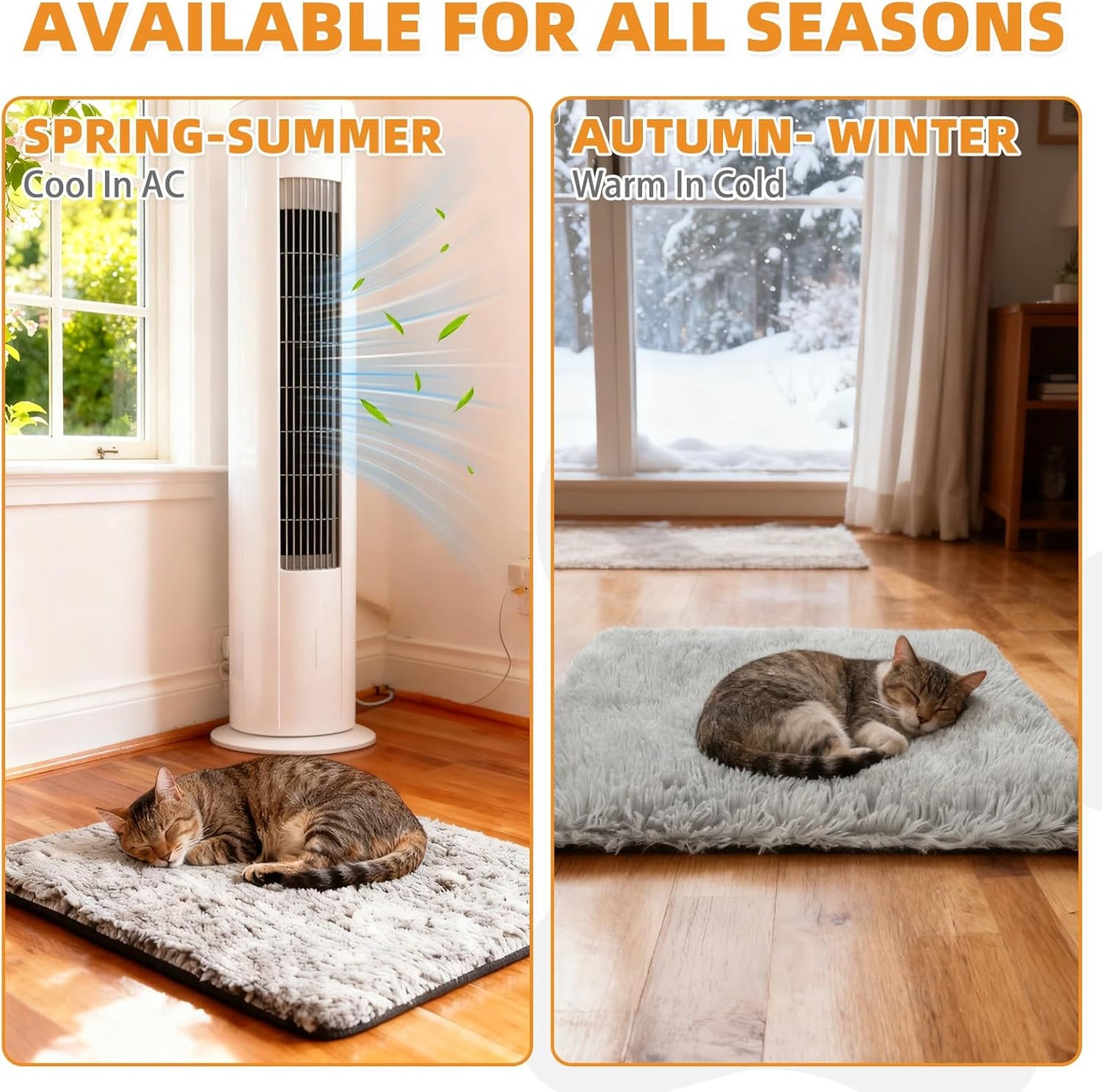 KOOLTAIL Self Warming Cat Bed, 4 Pack 16*20in Plush Extra Warm Self Heating Pet Pad for Crate, Floor, Indoor Outdoor, Non-Slip Upgraded Thermal Foil Puppy Kitten Mat with Removable Washable Cover,Grey