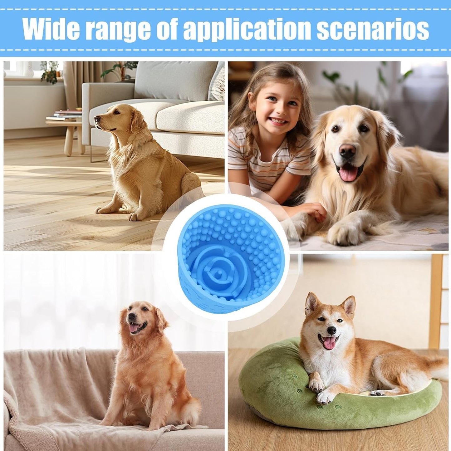 Slow Feeder Dog Bowls, Anti-Slip Feeding Bucket with Maze Design, Anti-Choking Food Dish to Slow Down Eating and Prevent Bloat for All Dogs