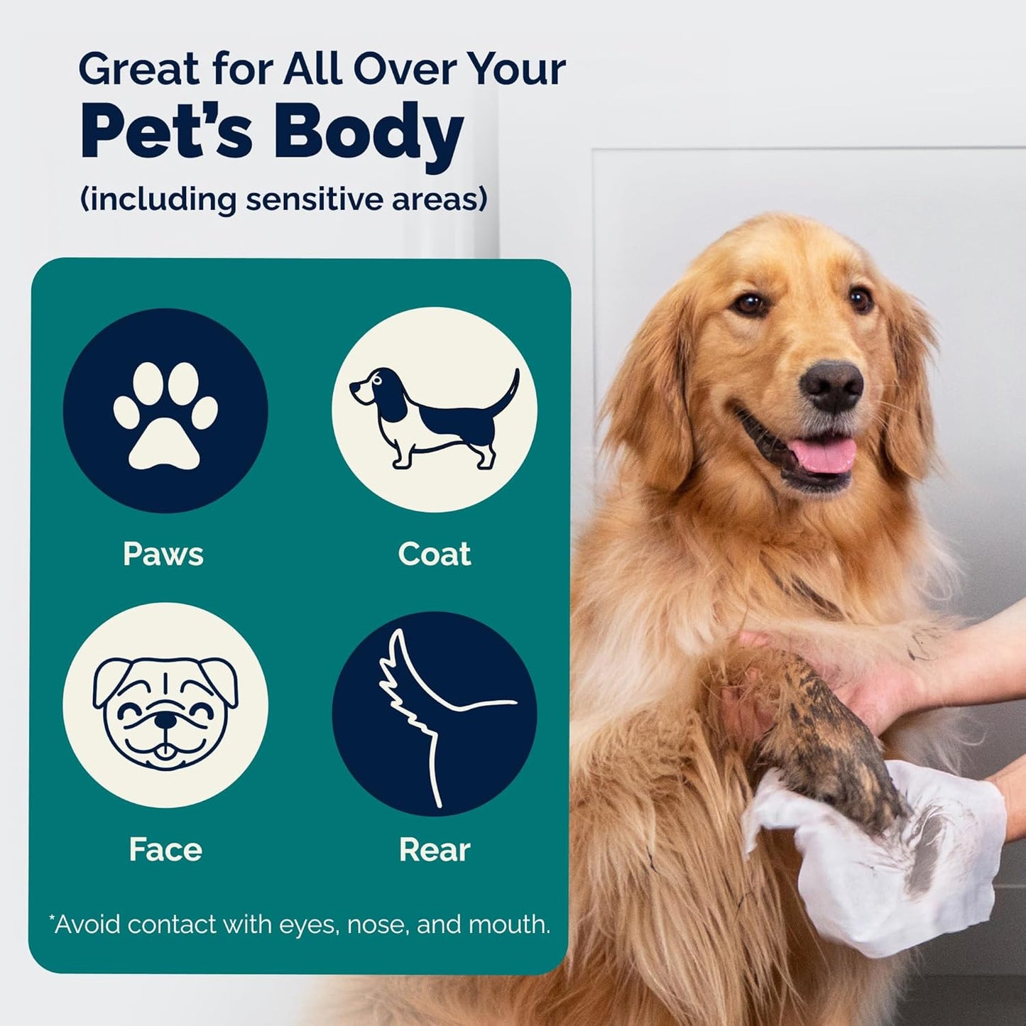 Vetnique DermaBliss Pet Wipes for Dogs & Cats for Grooming, Cleansing & Deodorizing, Thick Dog Wipes for Convenient Dog Cleaning and Natural Pet Odor Eliminator, 100ct (Refreshing Scent)