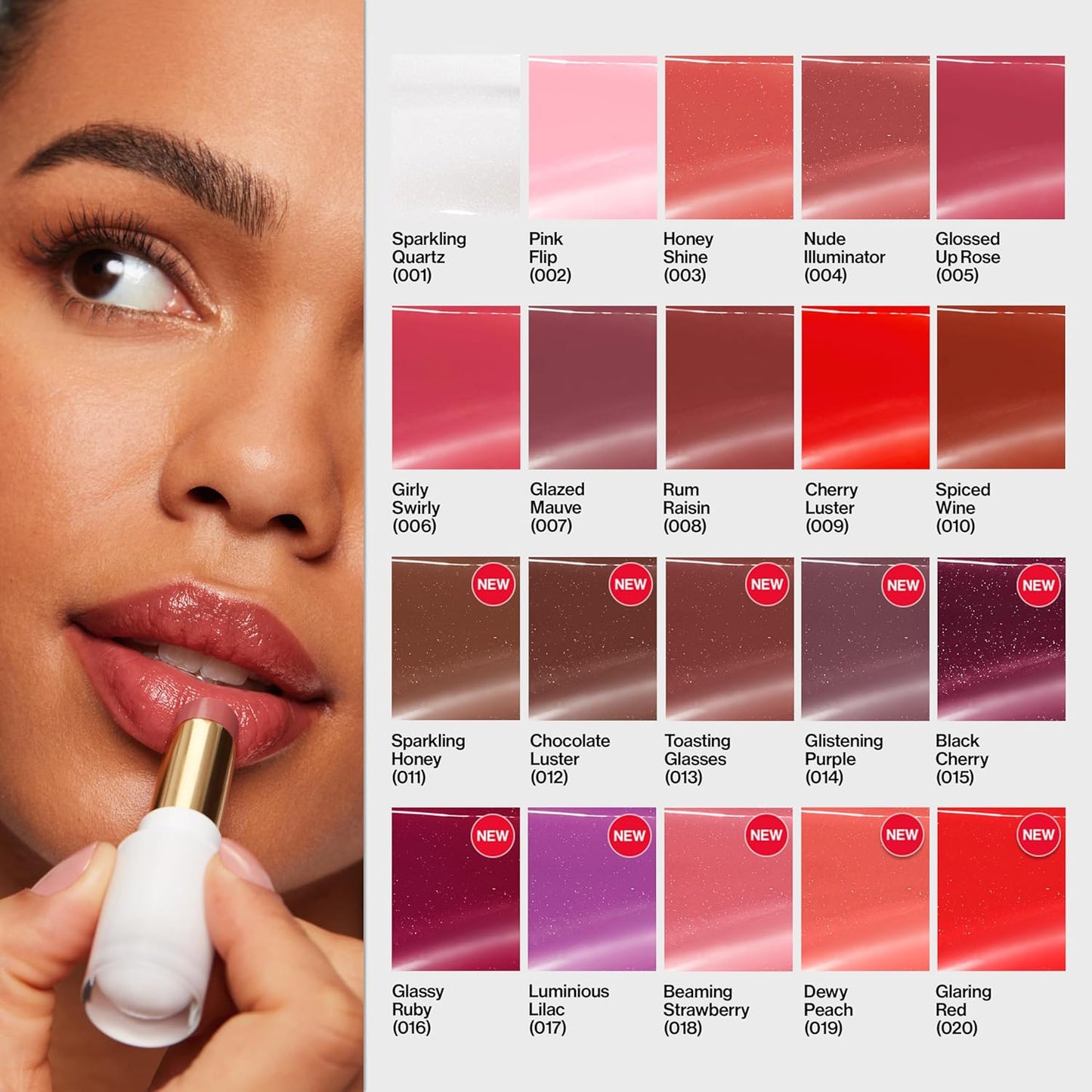 REVLON Super Lustrous Glass Shine Balm, Hydrating Tinted Lip Balm with Hyaluronic Acid, Aloe & Rose Quartz, 004 Nude Illuminator, 0.11 oz