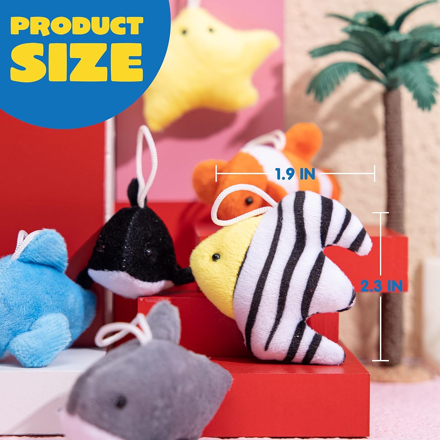 JOYIN 24 Pcs Mini Sea Animal Plush Toys (24 Units 3" Each), Stuffed Sea Animal Bulk for Kids Birthday Party Favors, Pinata Fillers, Goodie Bag Fillers, School Prizes,Easter Party Supplies