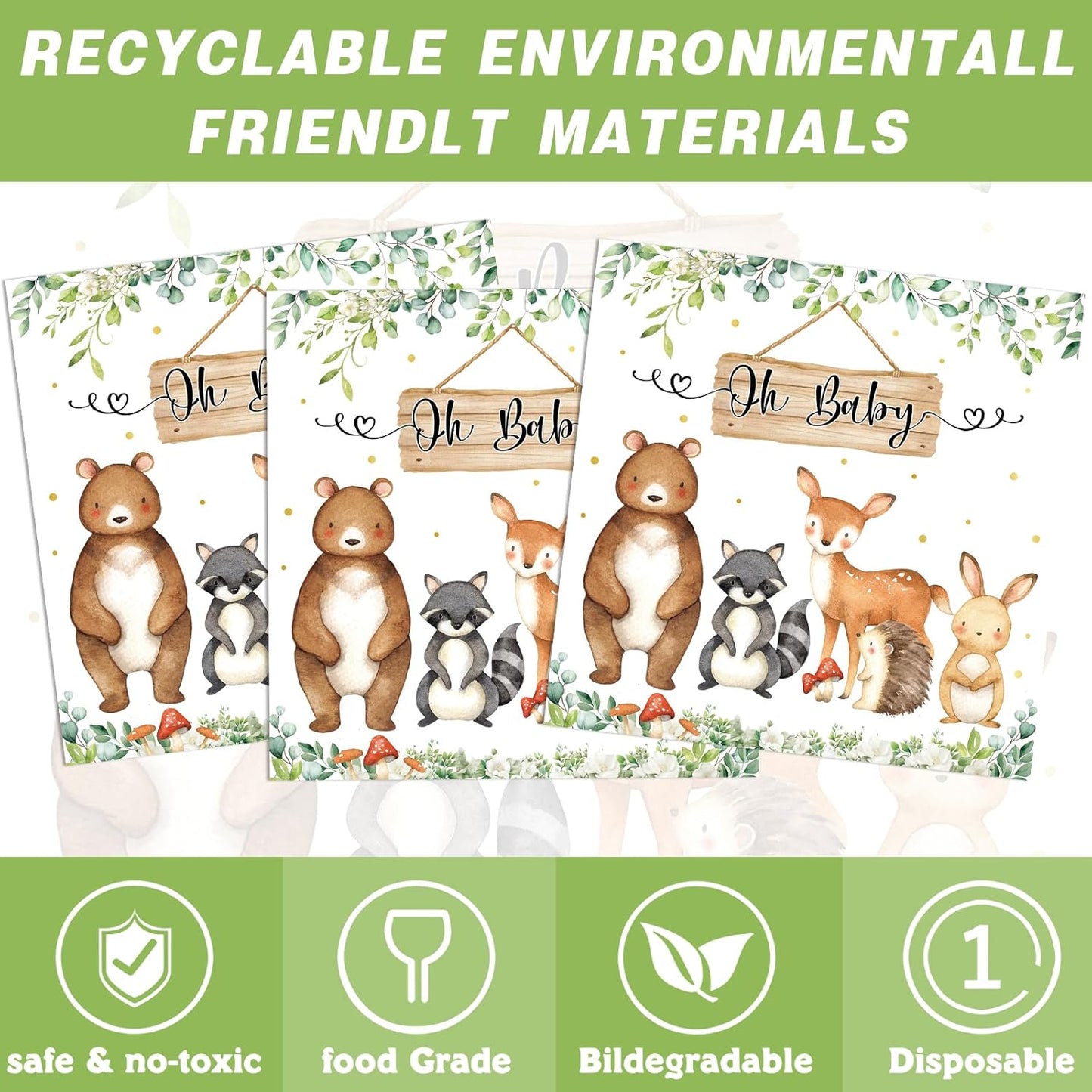 142pcs Woodland Animals Baby Shower Decoration Pack Forest Animal Neutral Gender Reveal Party Supplies Woodland Themed Birthday Party Ideas Set