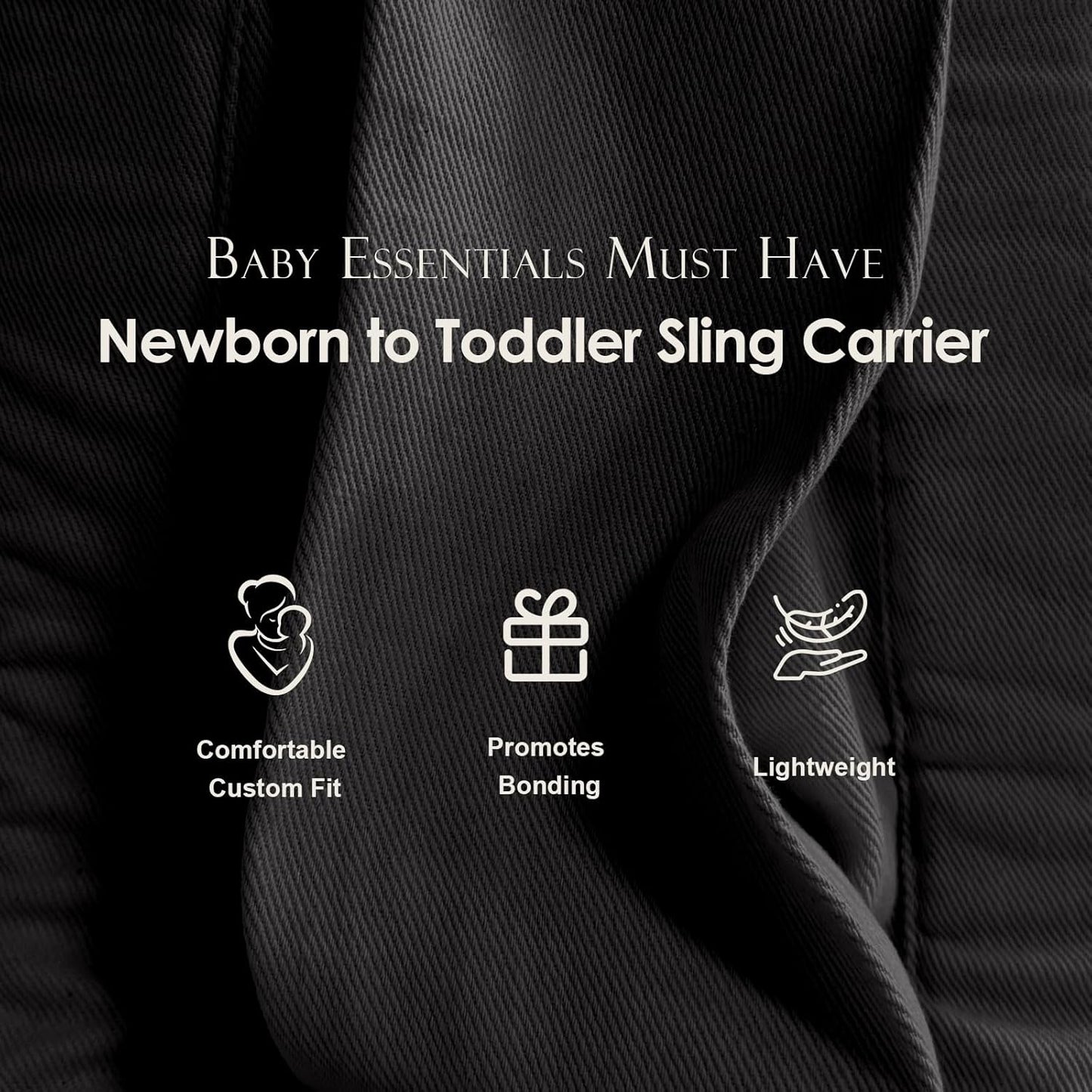 Baby Sling Carrier for Toddler, Baby Carrier Sling, Lightweight Toddler Carrier with Secure Buckle, Premium Cotton Toddlers Hip Carry Sling, Adjustable with Left/Right Shoulder Strap, Black