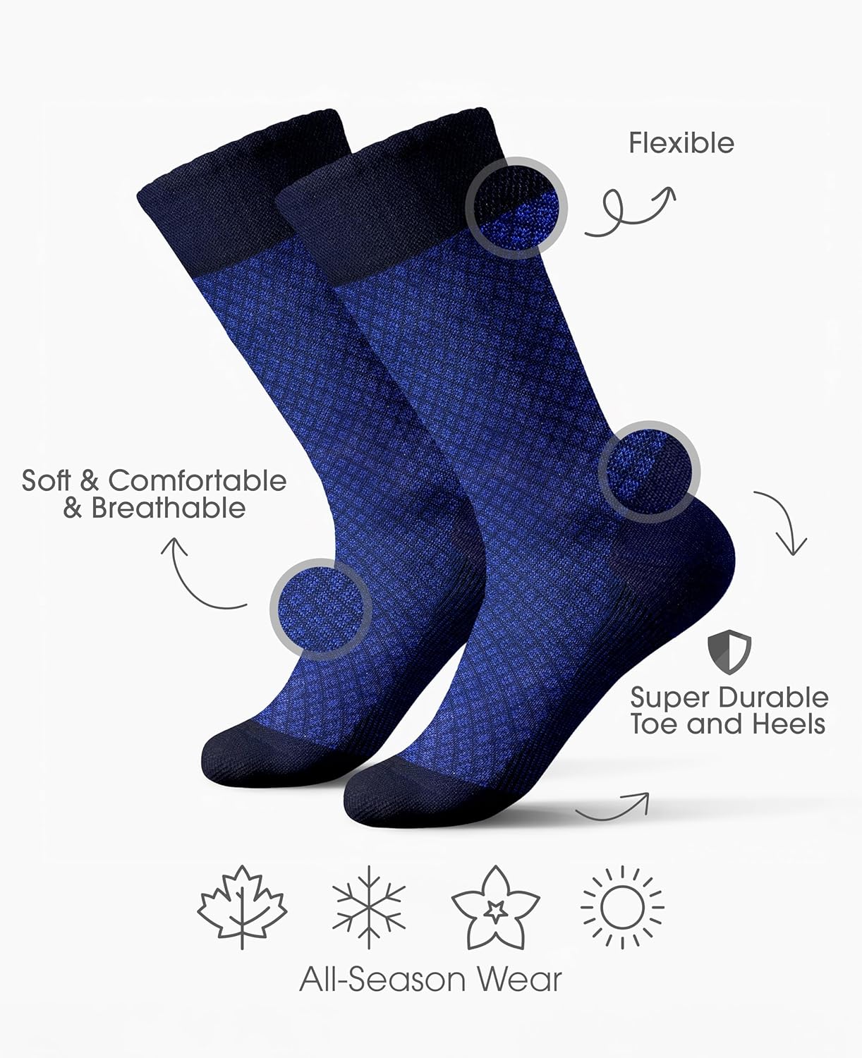 Mens Dress Socks, Premium Bamboo Rayon Socks for Men, Patterned, Elegant Design, 5/10 Pack, Gift Box