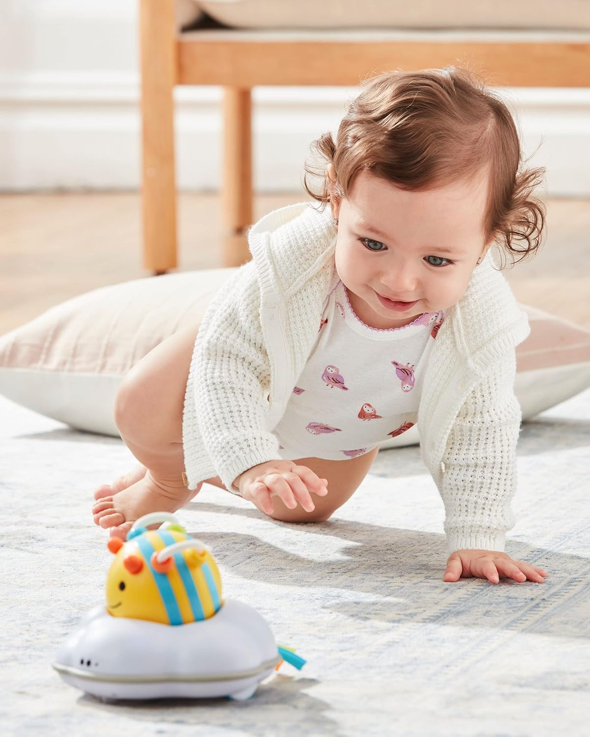Skip Hop Baby Follow-Me Bee Tummy Time Crawl Toy 3-Stage Infant Sensory Development with Lights Sounds and Music Explore & More Age 5m+