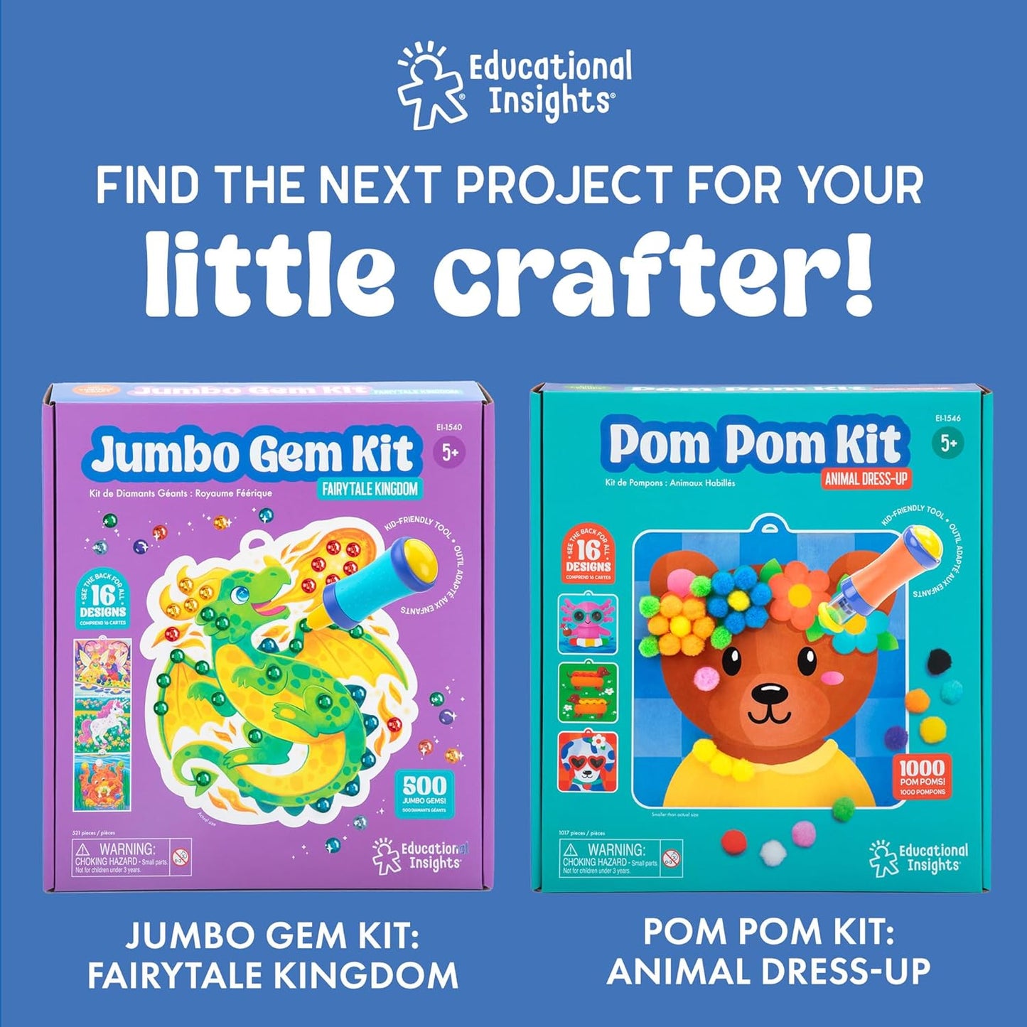 Educational Insights Tufting Kit - Arts and Crafts for Kids Ages 4-8, Poke in Art Kits for Girls and Boys, DIY Toddler Craft Sets, Poke-in Fabric Supplies, Mess-Free Kids Activity Kit Ideas