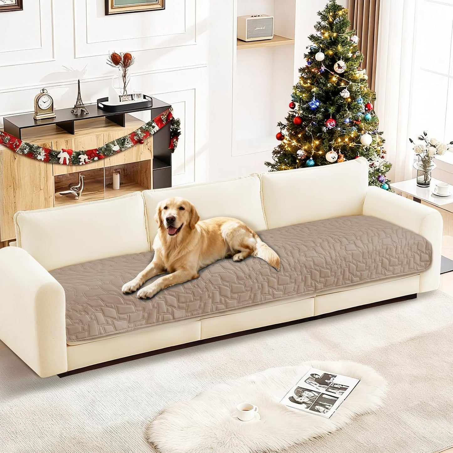 Waterproof Couch Covers for Pets, Waterproof Dog Bed Cover, Anti-Slip Soft Dog Blankets, Couch Cover for Dogs Washable, Pet Blanket for Puppy Large Dogs Cat (30x70 Inch, Khaki)