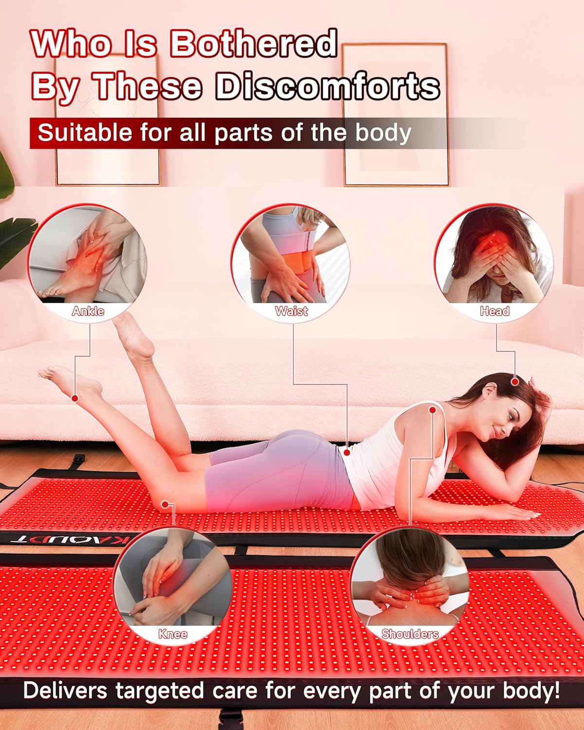 2026 Medical-Grade TPU Red Light Therapy Mat for Full Body Pain Relief, FSA&HSA Eligible 72"x33" Dual Wavelength Infrared Red Light Blanket with 2600 LEDs for Home Use (Black)