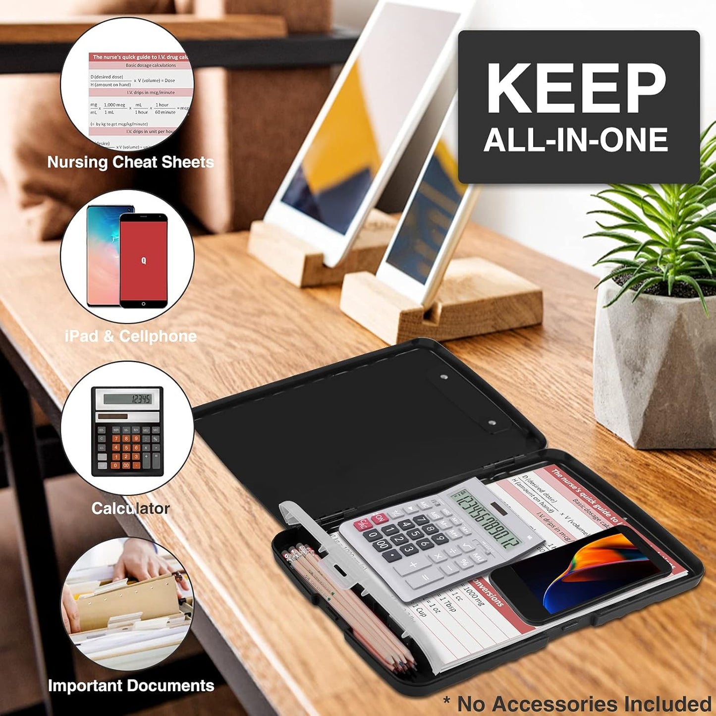 Sooez Clipboard with Storage, Clip Board 8.5 x 11 with Pen Holder, Plastic Organization Case Box for Letter Legal A4 Size Paper, Low Profile Clip, Nurses Teachers Must Haves, School & Office Supplies
