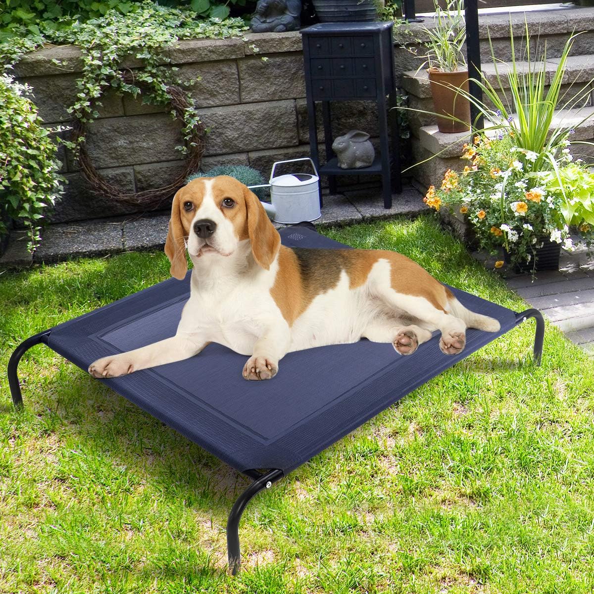 Giantex Elevated Pet Bed for Medium Large Dogs, Keep Pets Cool, Portable Raised Pet Cot Indoor Outdoor Camping, Waterproof Breathable Mat Steel Frame, Easy Assembly (Large)