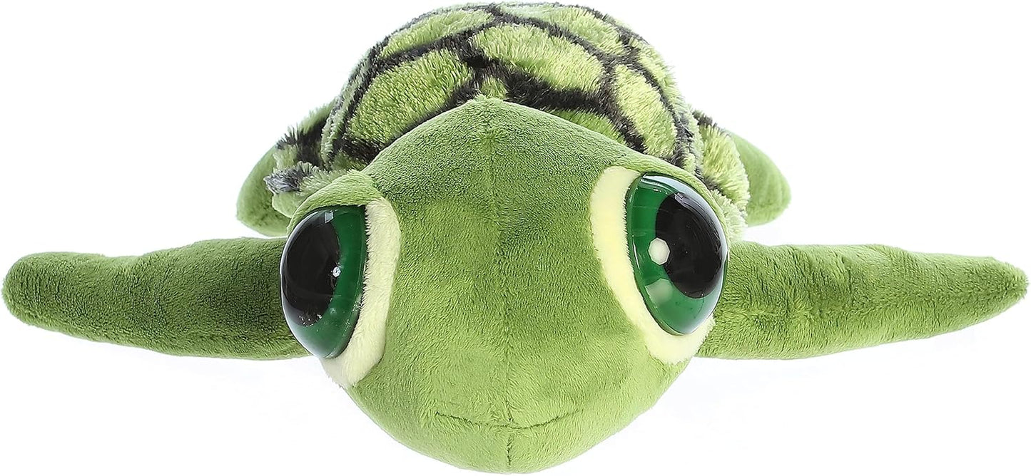 Aurora® Enchanting Dreamy Eyes™ Slide Sea Turtle Stuffed Animal - Captivating Gaze - Aesthetic Appeal - Green 11 Inches