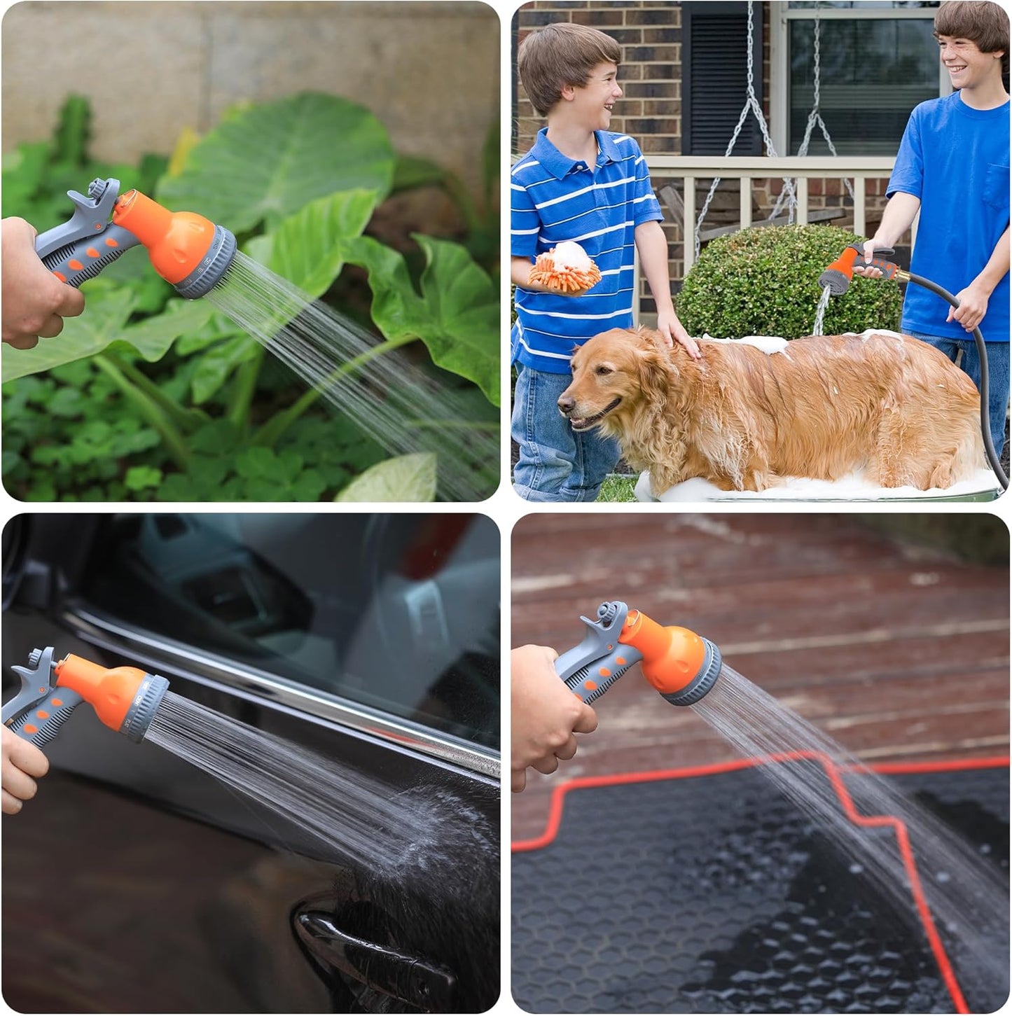 GAOMON Retractable Garden Hose Reel - 1/2 in x 100 ft, Wall Mounted, 9-Function Sprayer, Any Length Lock, 180° Swivel, Automatic Rewind & Slow Return System