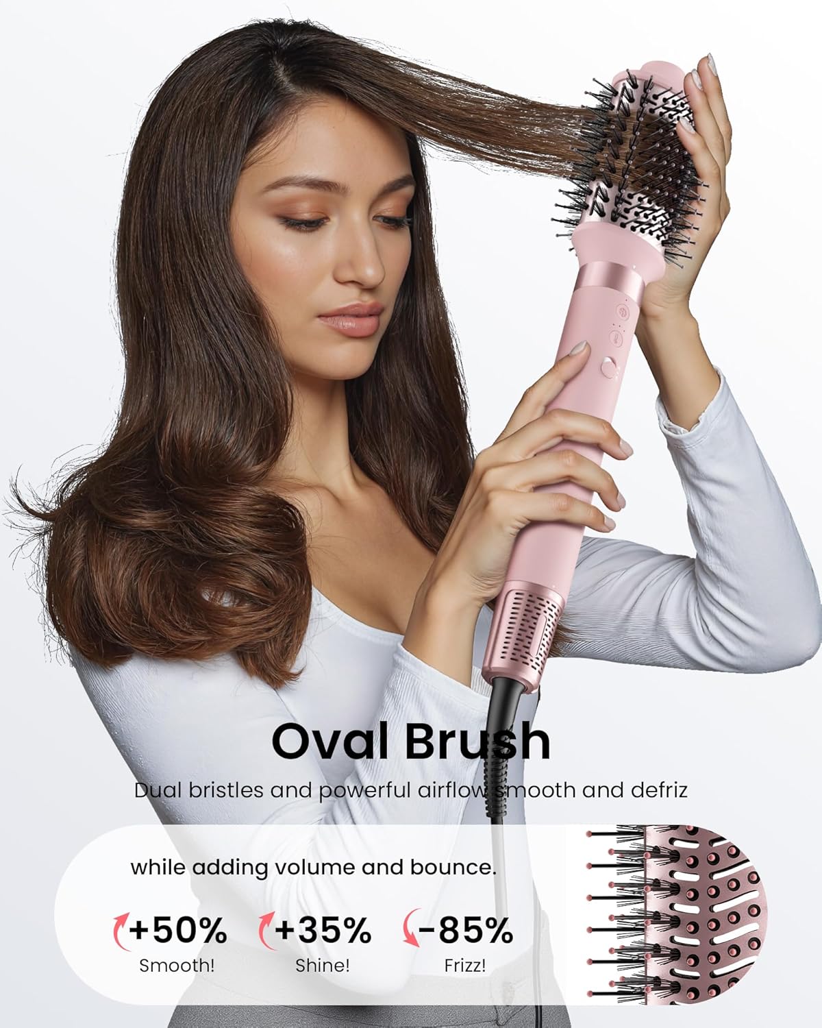 MESCOMB 5 in 1 Hot Air Styler Wrap, High-Speed Hair Dryer, Volumizing Brush with Auto Curlers, Fast Drying & Frizz-Free Styling, Straightening, No Heat Damage, Includes Travel Bag (Pink)