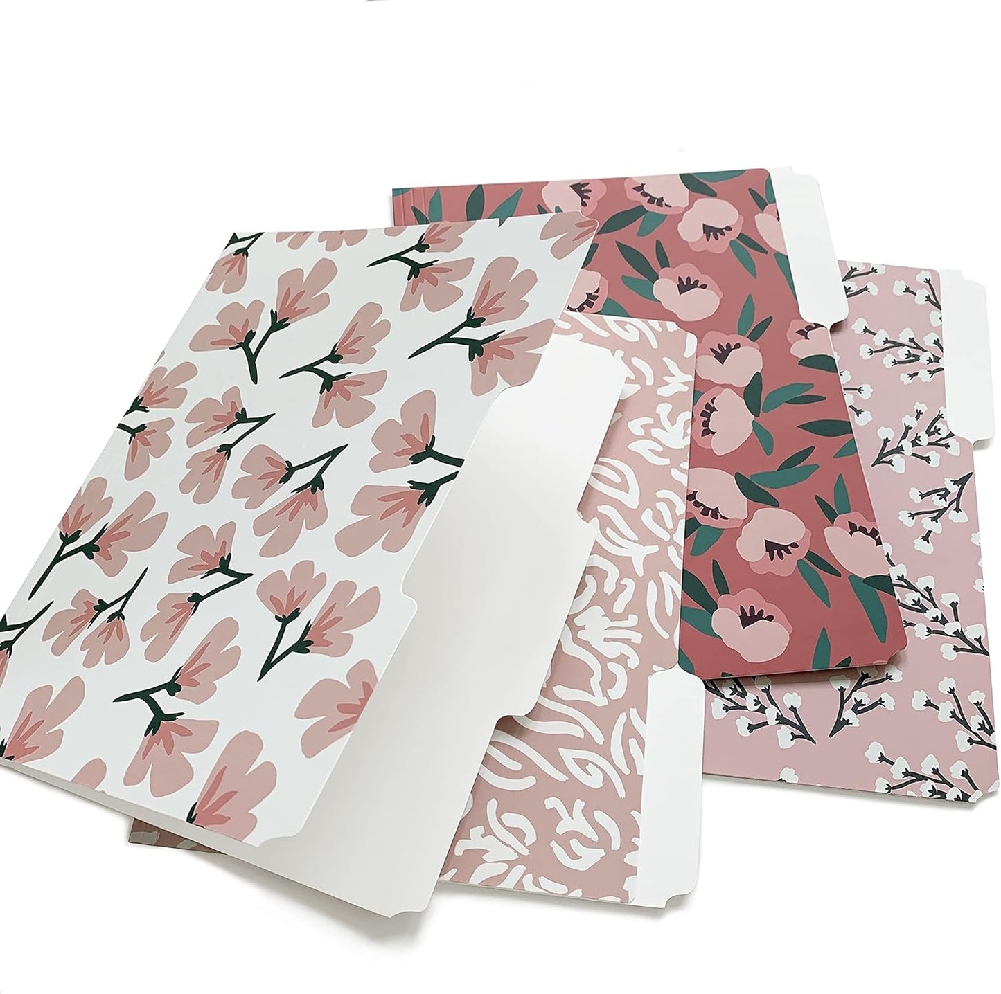 Cute File Folders, Set of 12 3-Tab Letter Size Decorative File Folders Boho Colored Manilla 8.5 x 11 Filing – Pretty Designer Home Office School Supplies (Blossom)