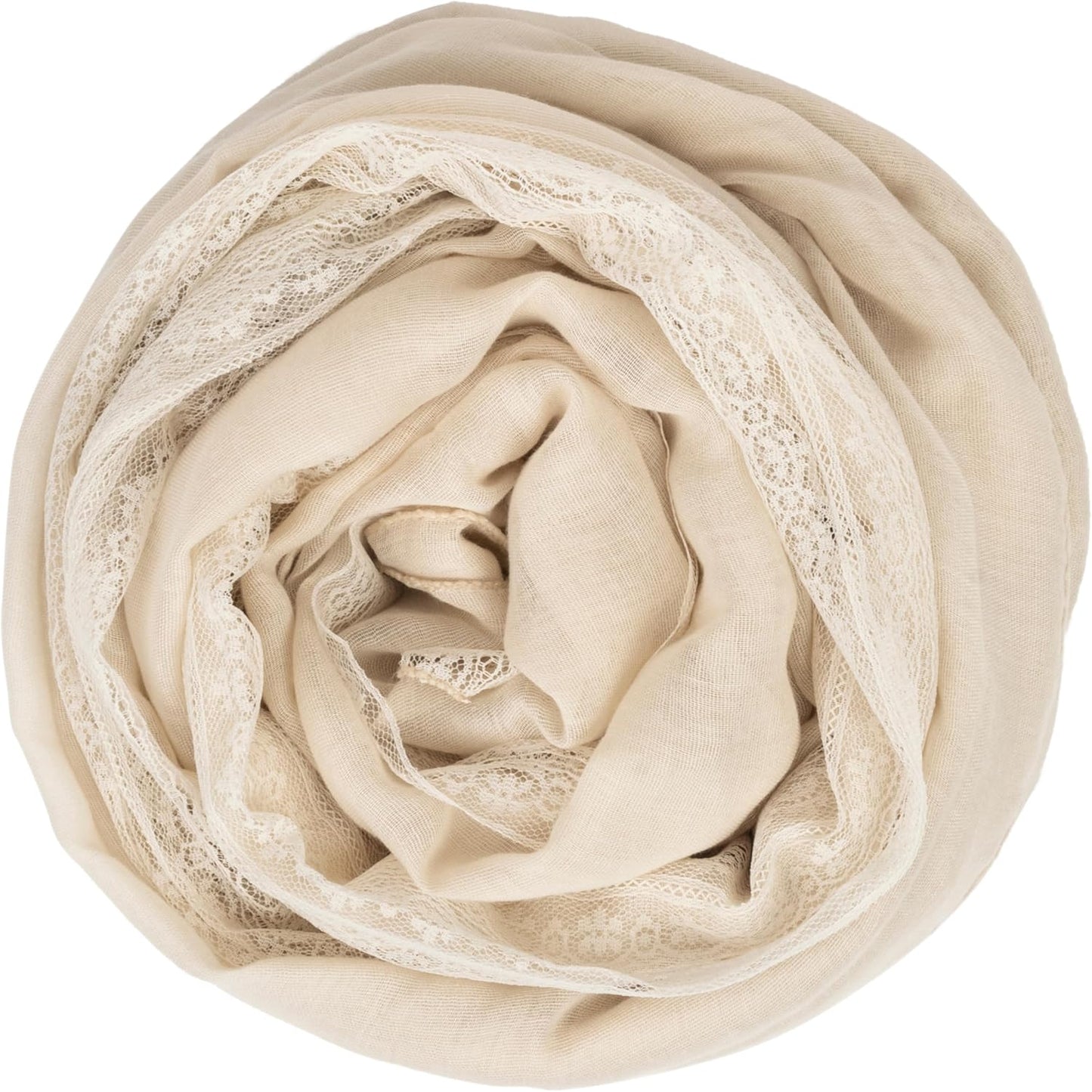 INOGIH Fashion Breathable Lace Cotton-Linen Scarfs Large Soft Sun-Protection Shawl-Wrap for Daily All Season