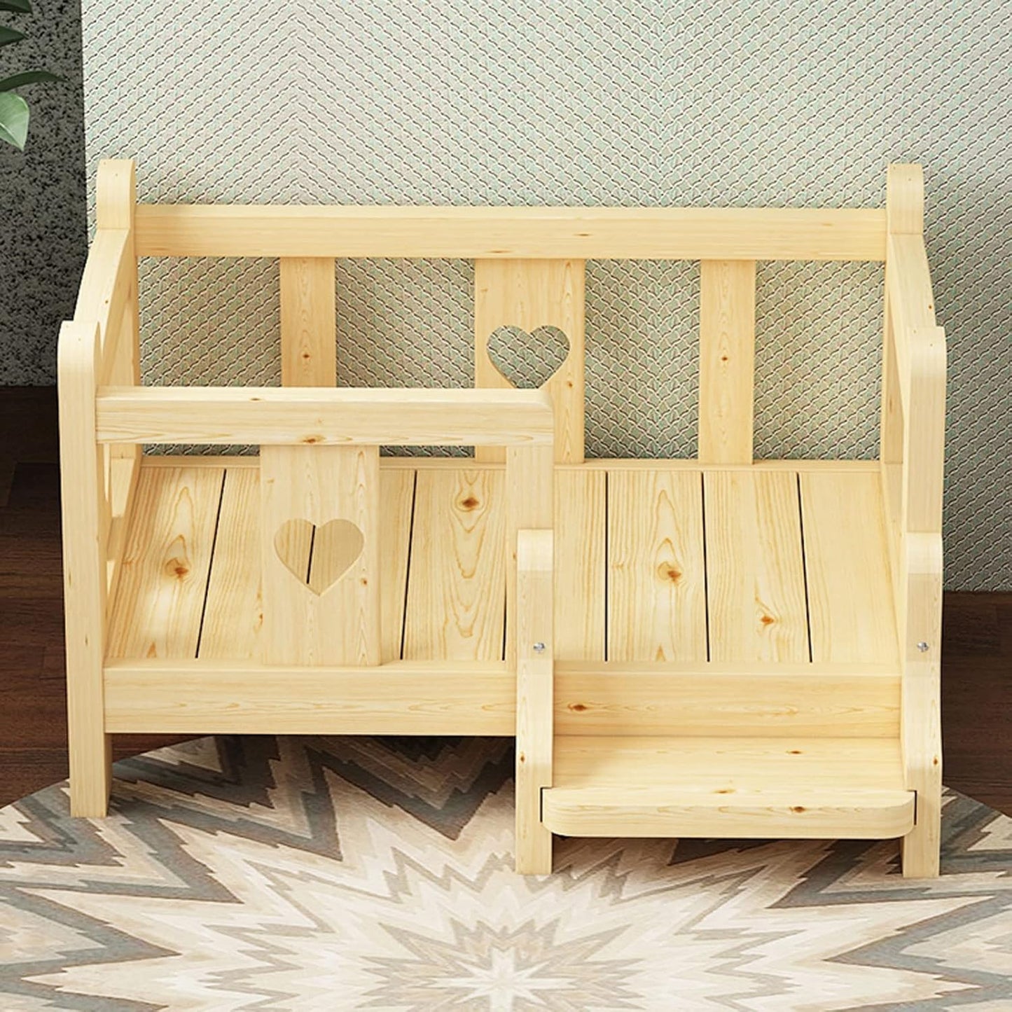 Dog Bed Dog Bed Elevated Pet Bed with Guardrail and Wooden Stairs Dog Kennel for Large Medium Small Dogs Cats Comfortable Dry Lounge Sofa for Dogs Pet Cat (A 80×60×44cm)