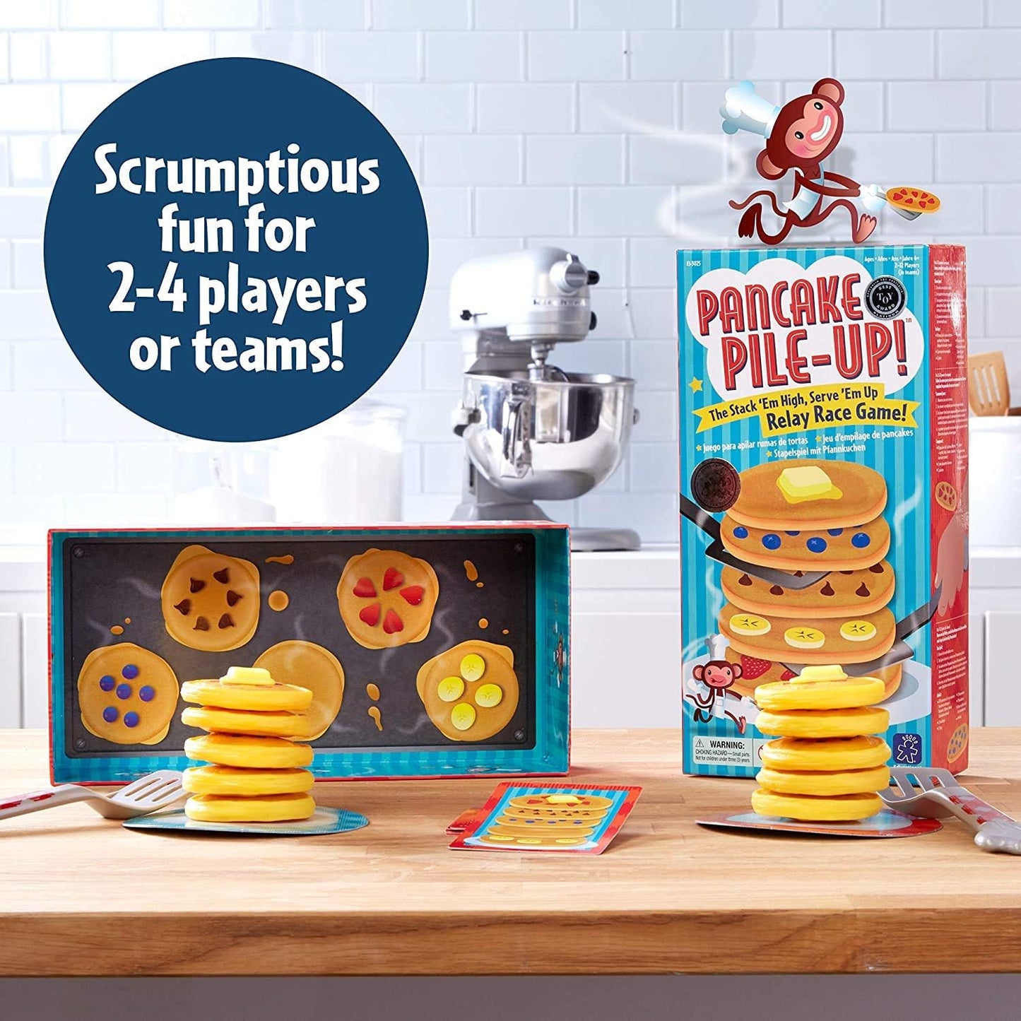 Educational Insights Pancake Pile-Up - Sequence Relay Game for Kids, Matching and Patterning Race Games & Toddler Party Activities, 2-4 Players, Cooperative Family Fun for Girls and Boys Ages 4+