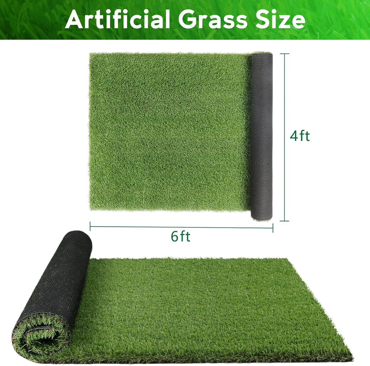XLX TURF Large Artificial Grass Pad for Dogs Potty, Extra Soft Thick Turf for Indoor Outdoor Patio Balcony, 4 FT X 6 FT