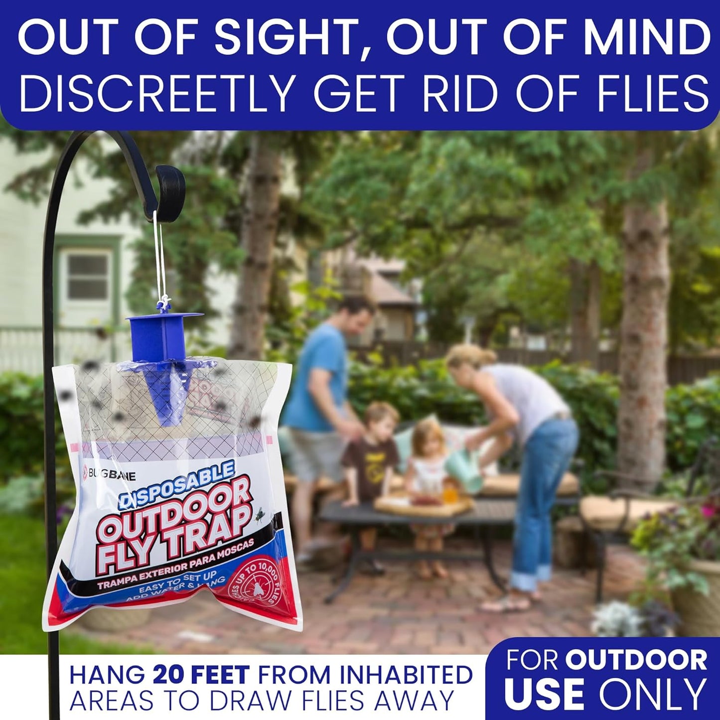 Fly Traps Outdoor Fly Trap for Patio. 9 Non-Toxic Pre-Baited Flies Bags Outdoor Disposable. Hanging Bug Catchers for All Filth Flies Killer for Outside Bug Control in Yard Horse Ranch Trash Can
