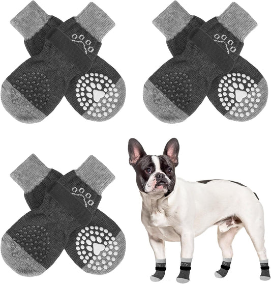 SCENEREAL 6Pcs Anti Slip Dog Socks to Prevent Licking Paws for Hot/Cold Pavement, Dog Grippy Socks for Hardwood Floors, Dog Shoes for Boots & Paw Protectors for Puppy Small Medium Large Senior Dogs
