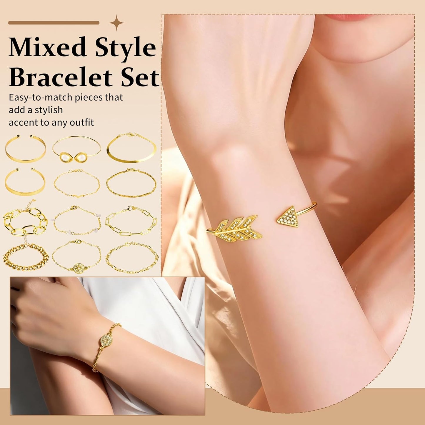86 Pcs Gold Jewelry Set for Women, Alloy Plated Fashion Set with 17 Necklace, 15 Bracelets, 16 Stud Earrings, 11 Hoop Earrings, 22 Rings, 5 Ear Cuff for Friendship Party Birthday Gifts