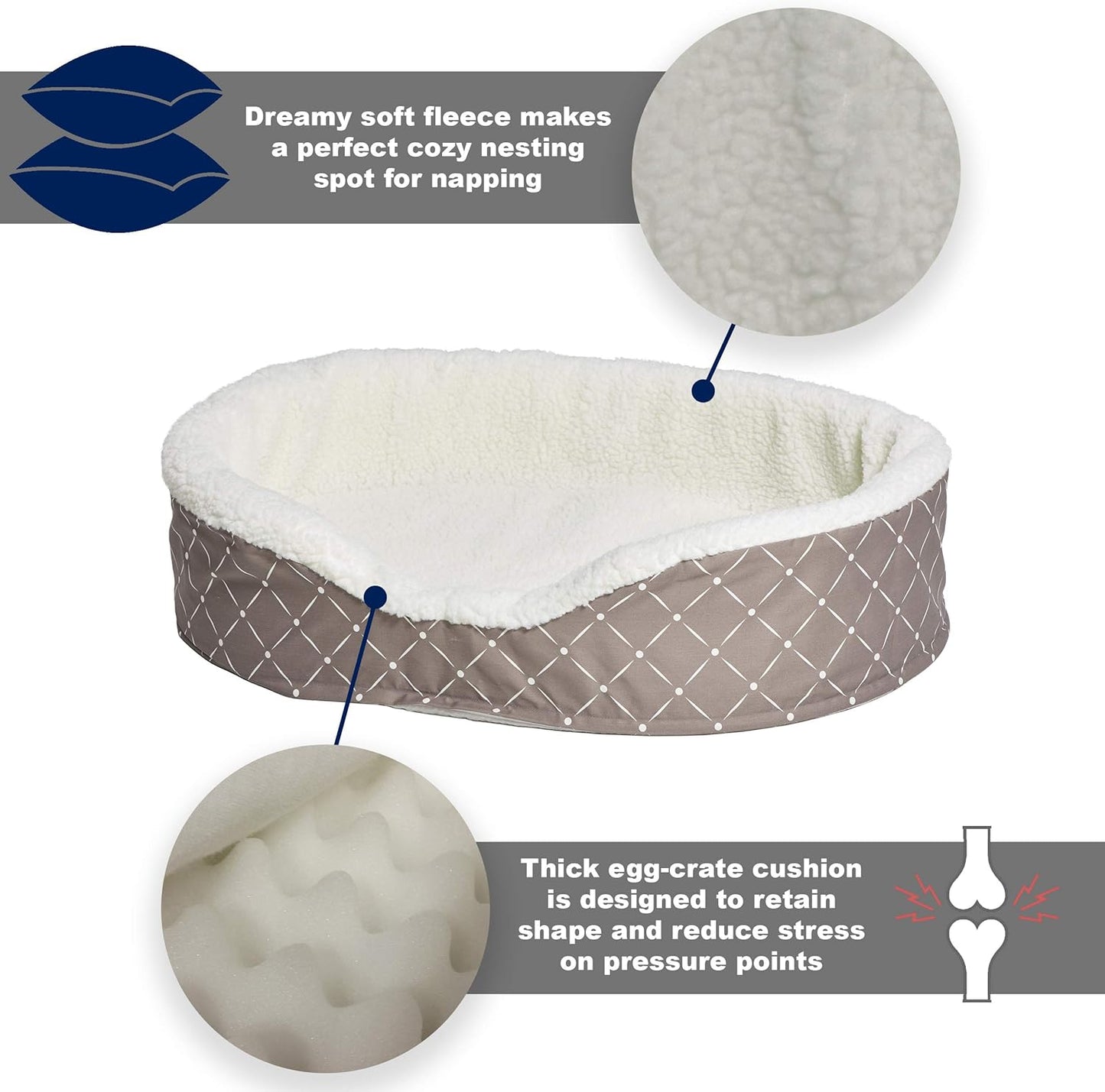 MidWest Homes for Pets CU25MRD Couture Orthopedic Cradle Pet Bed for Dogs & Cats, Small