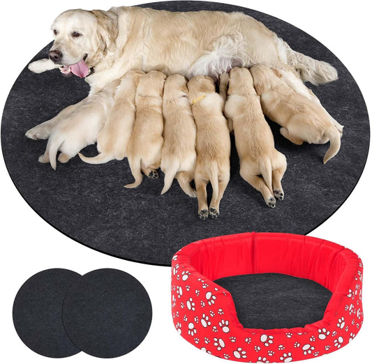 2 Pack 47.2 Inches Whelping Pads Washable and Waterproof, Reusable Pet Training Mat, Pee Pads for Dogs, Fast Absorbing, Non Slip for Whelping Box Kit Small Dog Puppy Training Supplies