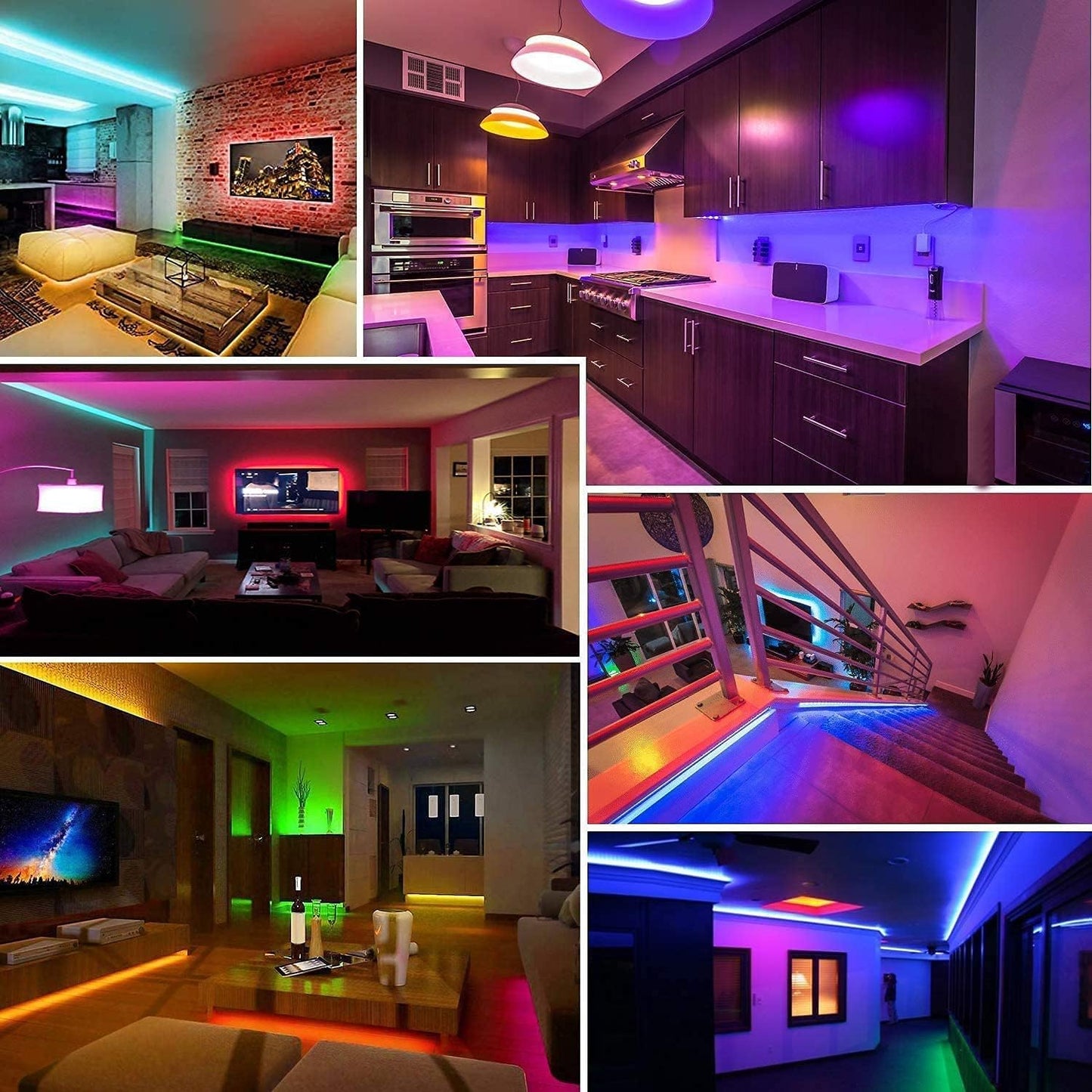Keepsmile 50ft Led Lights for Bedroom, Bluetooth Smart APP Control RGB Color Changing Led Strip Lights with Remote Control and Power Adapter Led Lights for Room Kitchen Party Home Decoration