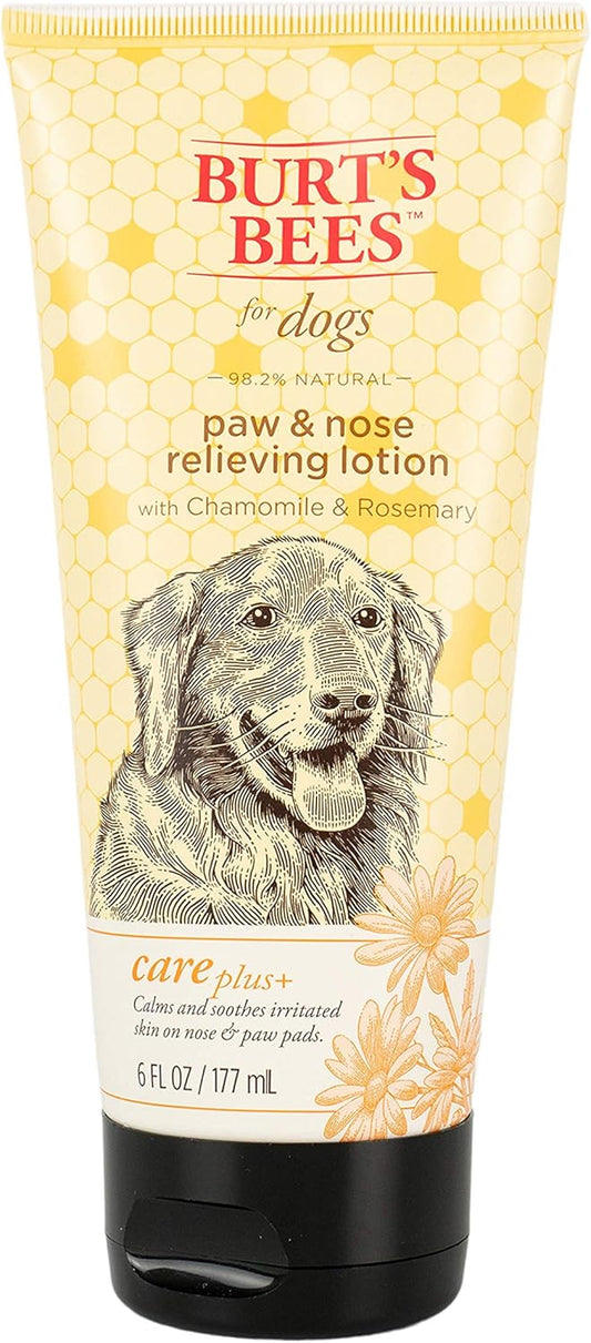 Burt's Bees for Pets Care Plus+ Naturally Derived Hydrating Dog Grooming Paw & Nose Lotion- Dog Paw & Nose Lotion for Relieving Rough Paw Pads and Noses - Made in The USA, 6 Oz