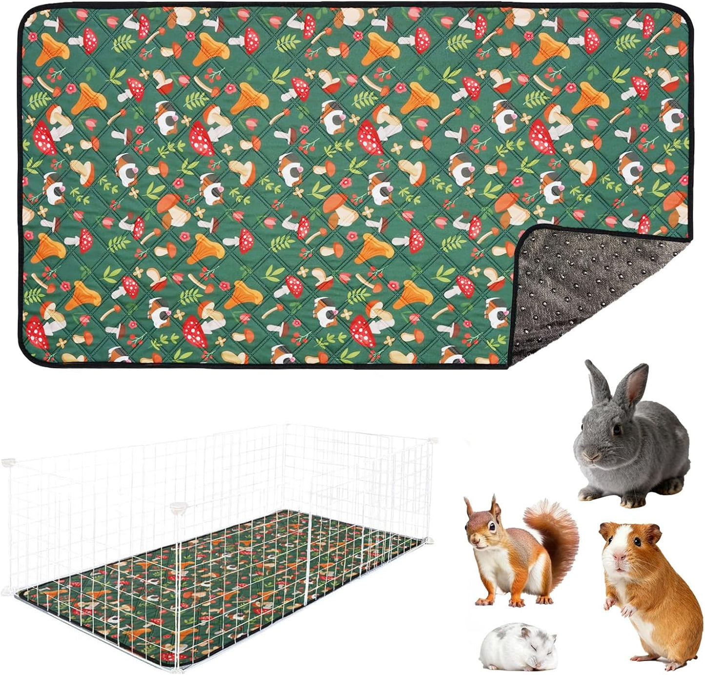 Guinea Pig Cage Liners 47 x 24 Washable Cage Pads Rabbit Bedding Reusable Absorbent Pee Pads for Small Animals Bunny Ferret Chinchilla Hamster