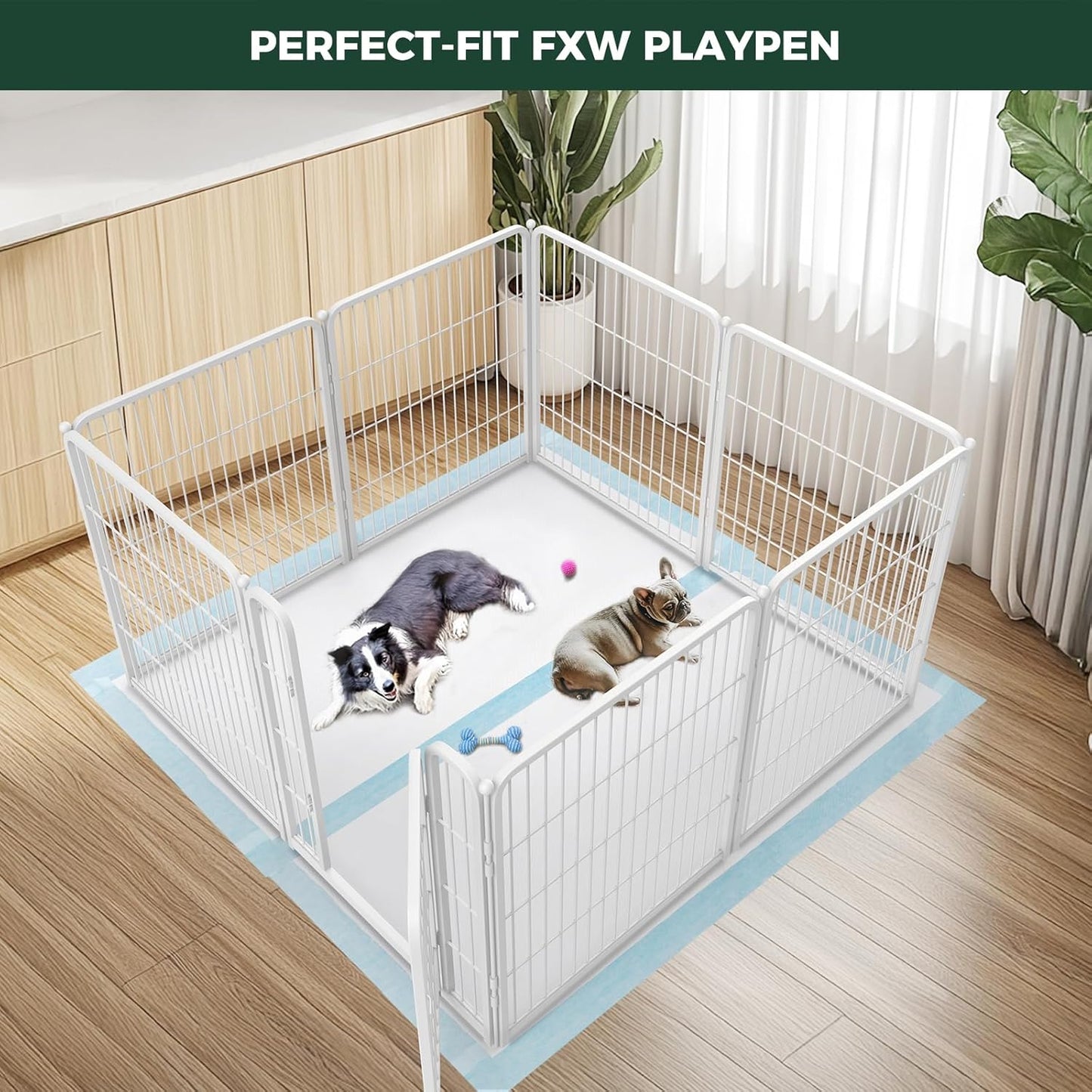 FXW XXL Puppy Pee Pads for Dogs 60x33.5 inch 20 Count, 5 Layer Super Absorbent & Leak Proof-Thickened Disposable Potty Training Pad, Fits 32" H 6/8 Panel FXW Playpen-Blue (Playpen not Included)