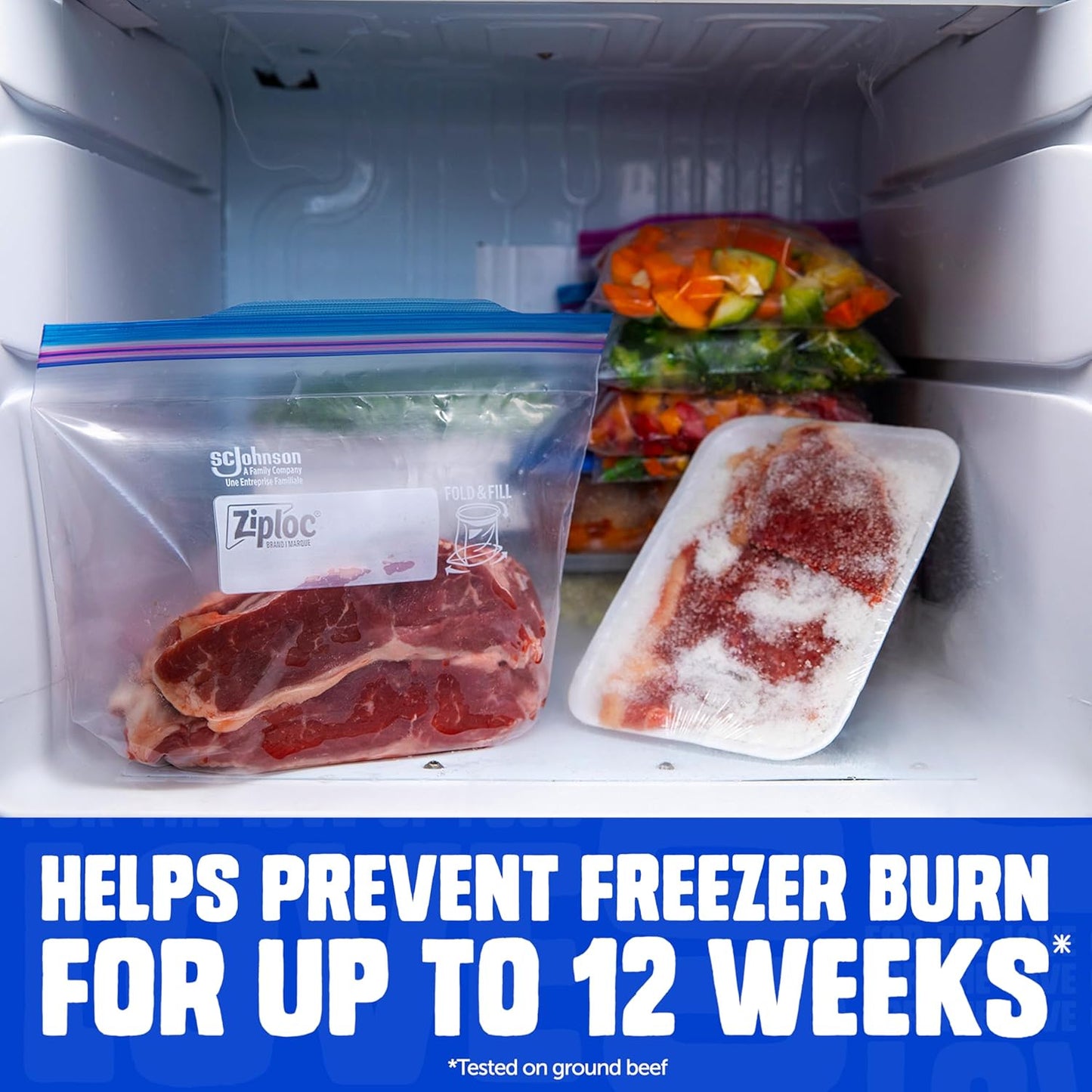 Ziploc Quart Food Storage Freezer Bags, Grip 'n Seal Technology for Easier Grip, Open, and Close, 100 Count