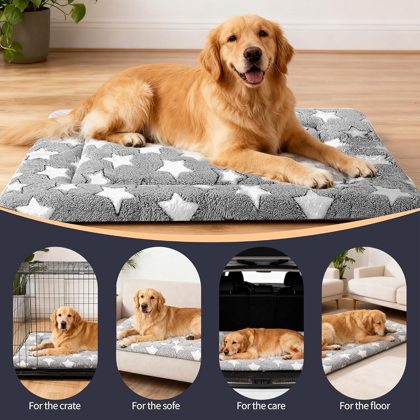 Dog Bed Mat, Reversible Crate Pads for Small/Medium/Large Dogs & Cats Sleeping, Portable & Soft, Dog Beds Crate Pad - Machine Washable Mat Bed Kennel Mat Cat Bed
