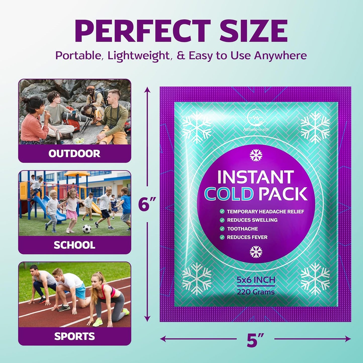 25 Packs Instant Ice Cold Pack (6” x 5”) - Disposable Instant Ice Packs for Injuries | Cold Compress Ice Pack for Pain Relief, Swelling, First Aid & Outdoor Activities